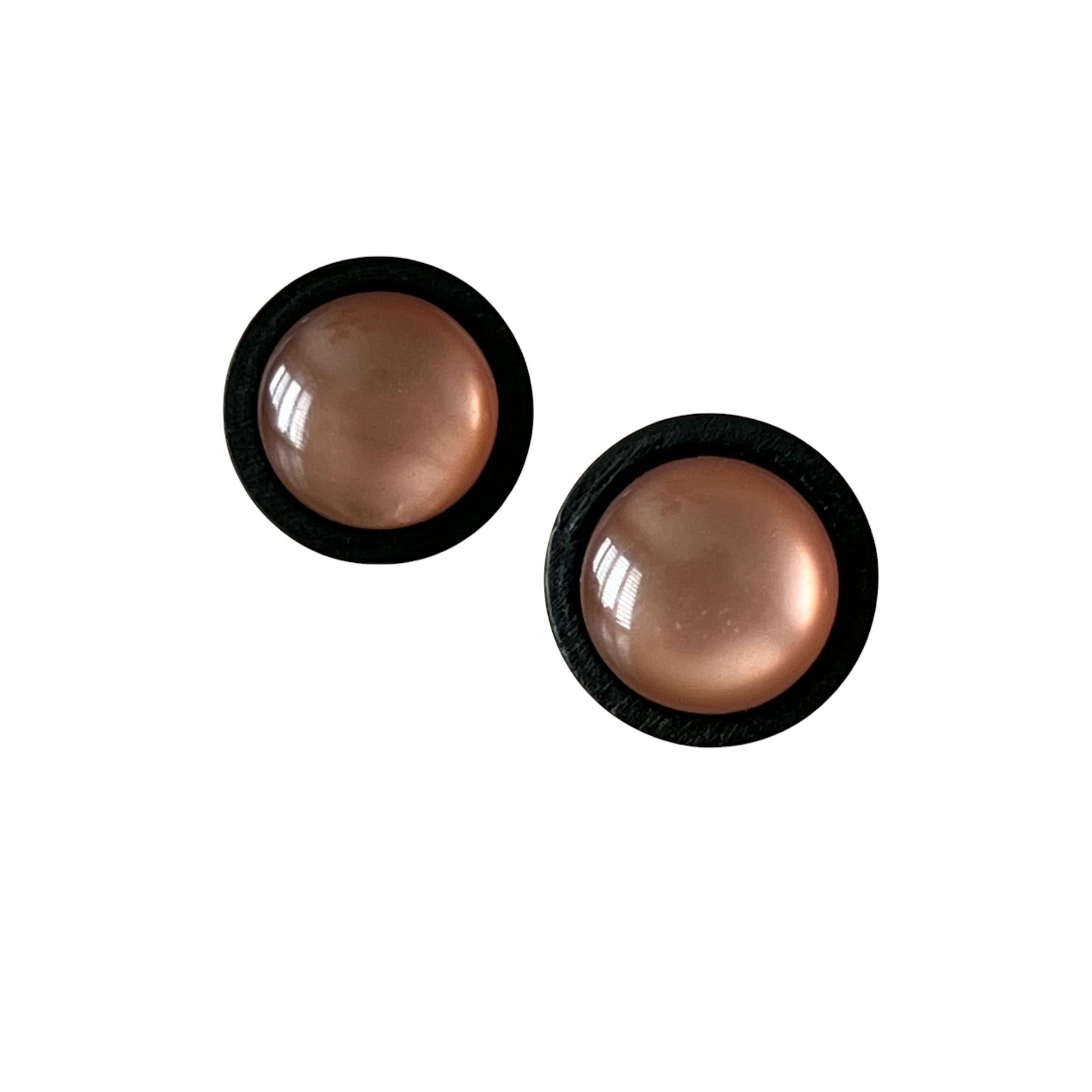 Brown Resin Black Wood Unisex Stud Earrings - Stylish & Versatile Accessories