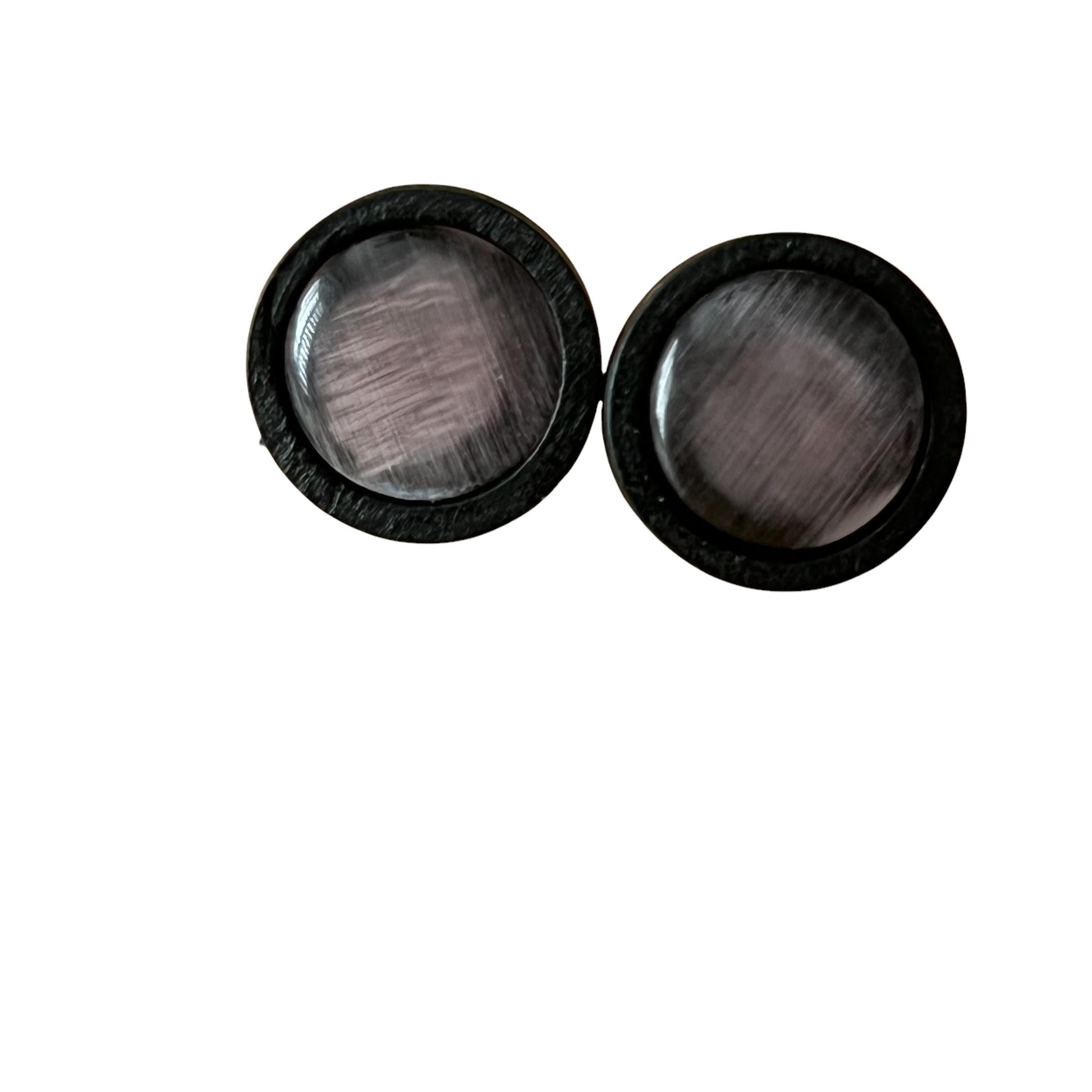 Gray Resin Black Wood Unisex Stud Earrings - Stylish & Versatile Accessories