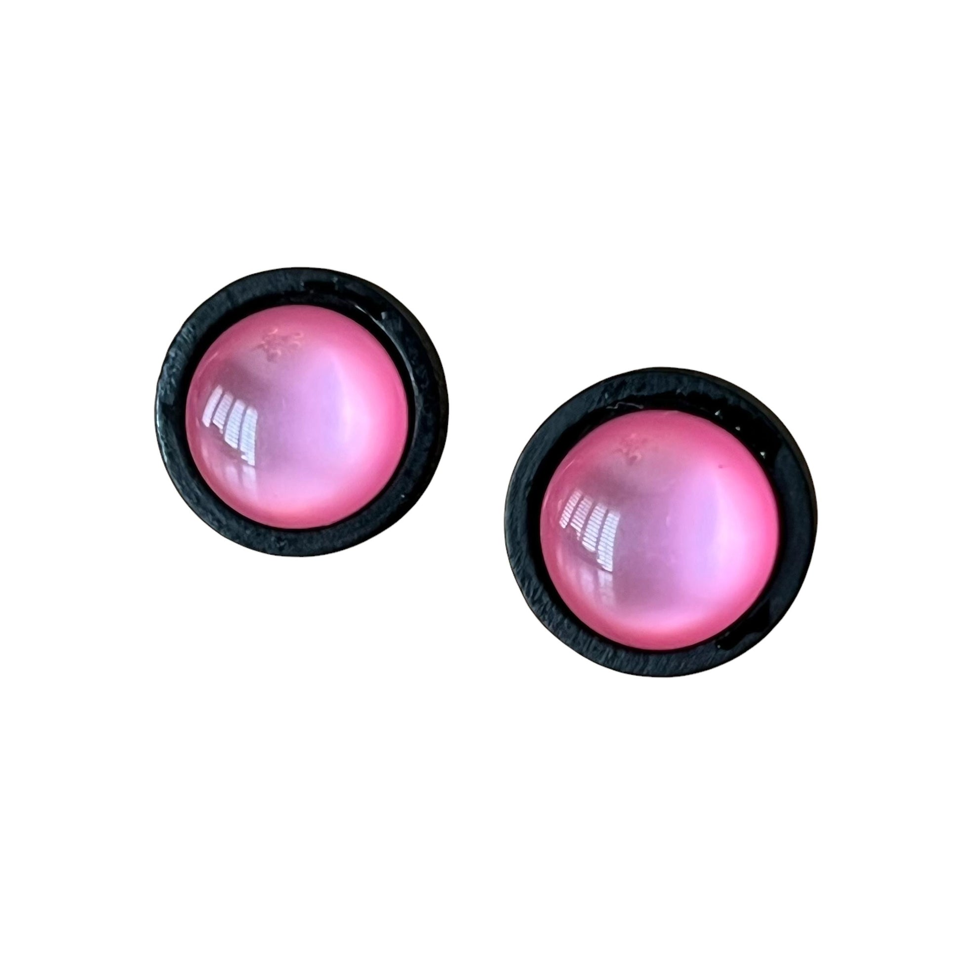 Pink Resin Black Wood Unisex Stud Earrings - Unique & Stylish Accessories