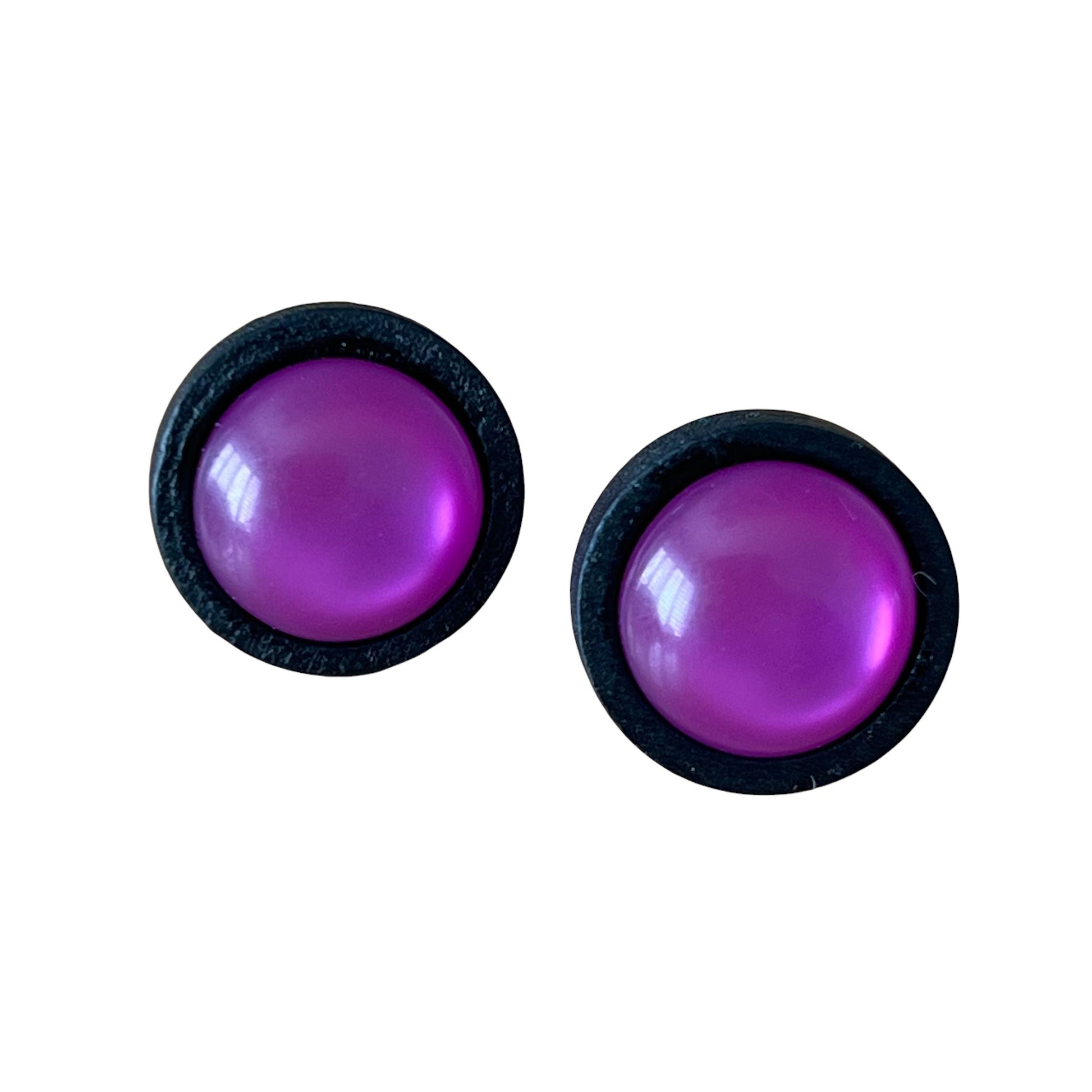 Purple Resin Black Wood Unisex Stud Earrings - Unique & Stylish Accessories