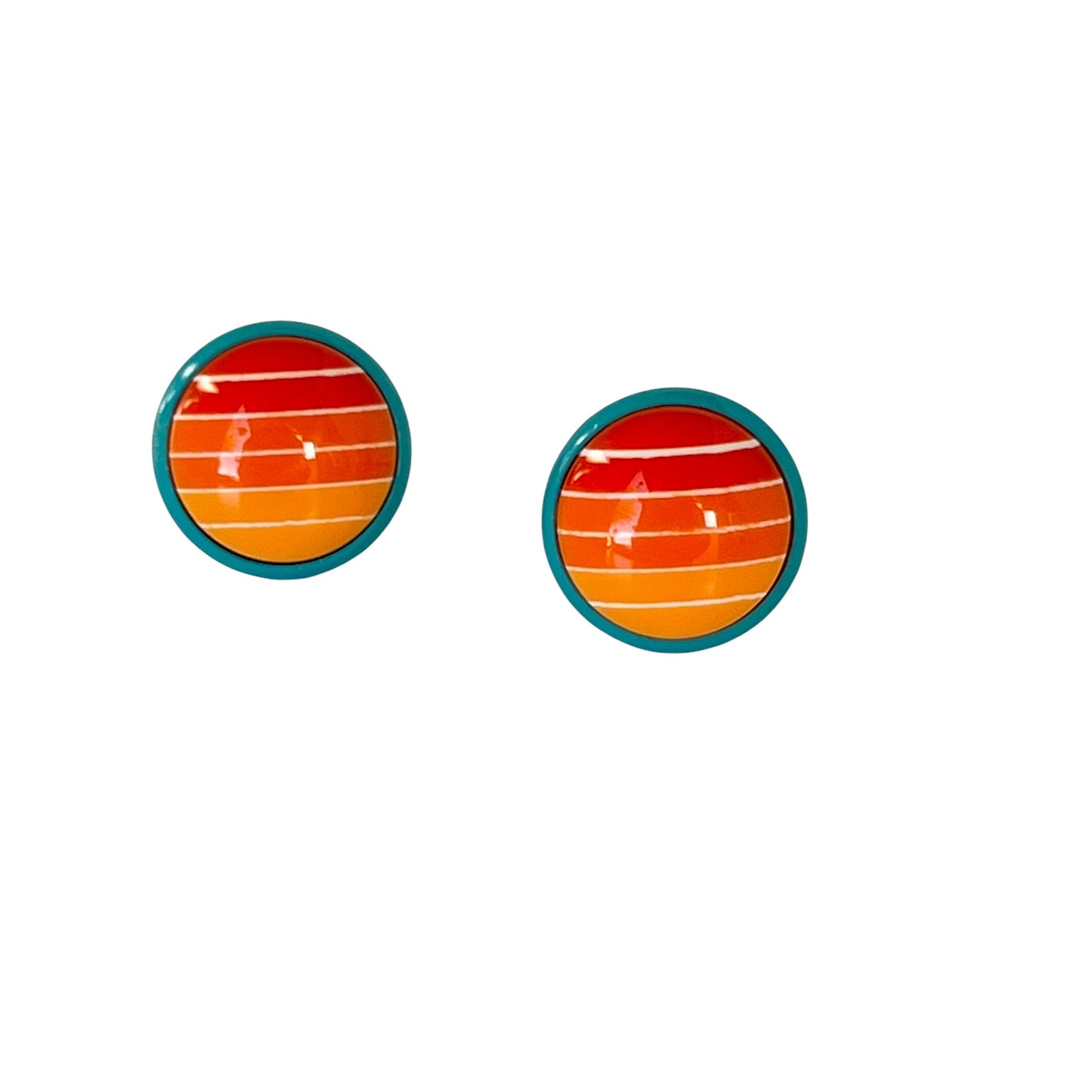 Orange Gradient Striped Blue Unisex Earrings - Stylish & Unique Accessories