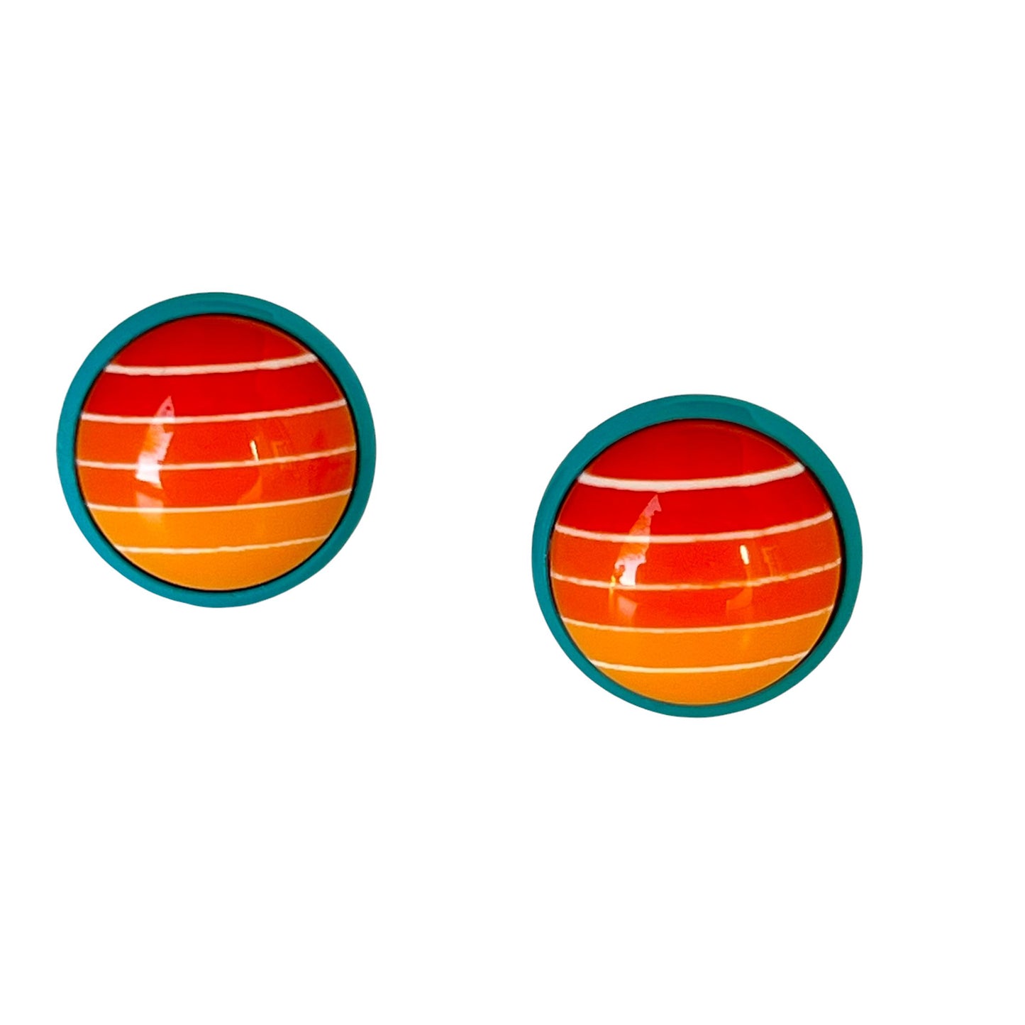 Orange Gradient Striped Blue Unisex Earrings - Stylish & Unique Accessories