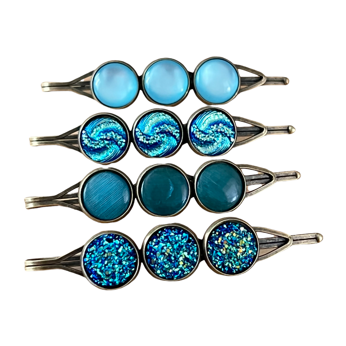 Blue Druzy Hair Pins Set of 4 - Chic Women's Hair Accessories | Hair Clips & Bobby Pins for Stylish Looks