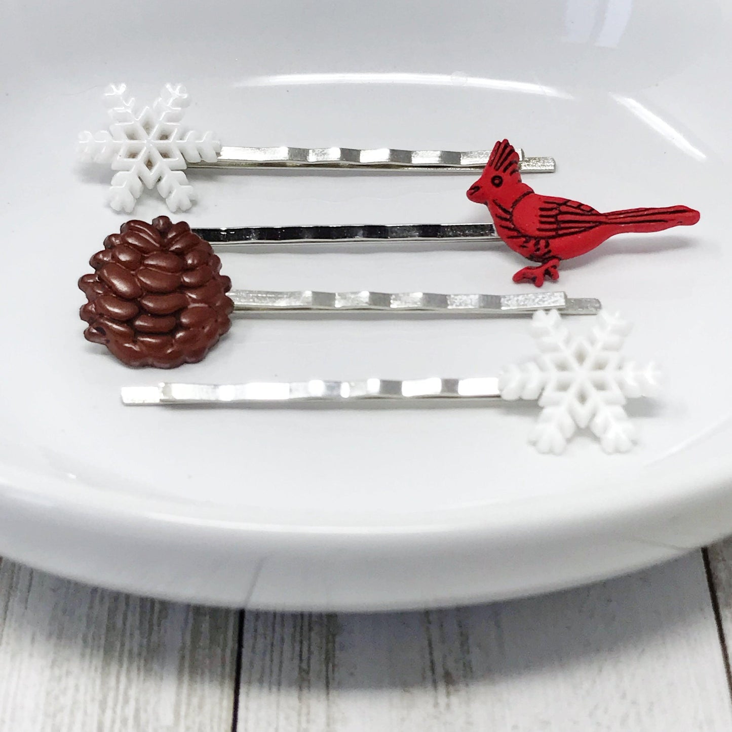 Pinecone Bobby Pins, Womens Hair Clips, Snowflake Bobby Pin, Cardinal Bird Hair Pins, Fall Hair Pins