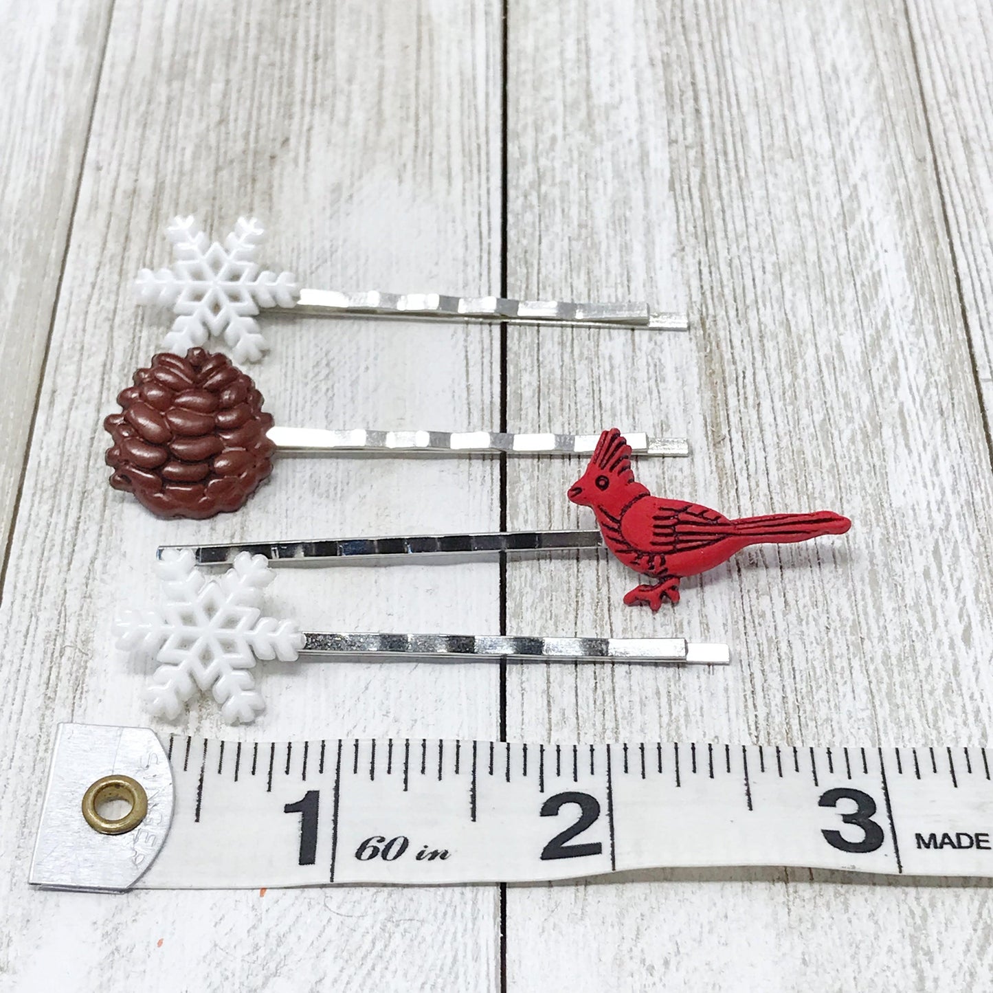 Pinecone Bobby Pins, Womens Hair Clips, Snowflake Bobby Pin, Cardinal Bird Hair Pins, Fall Hair Pins