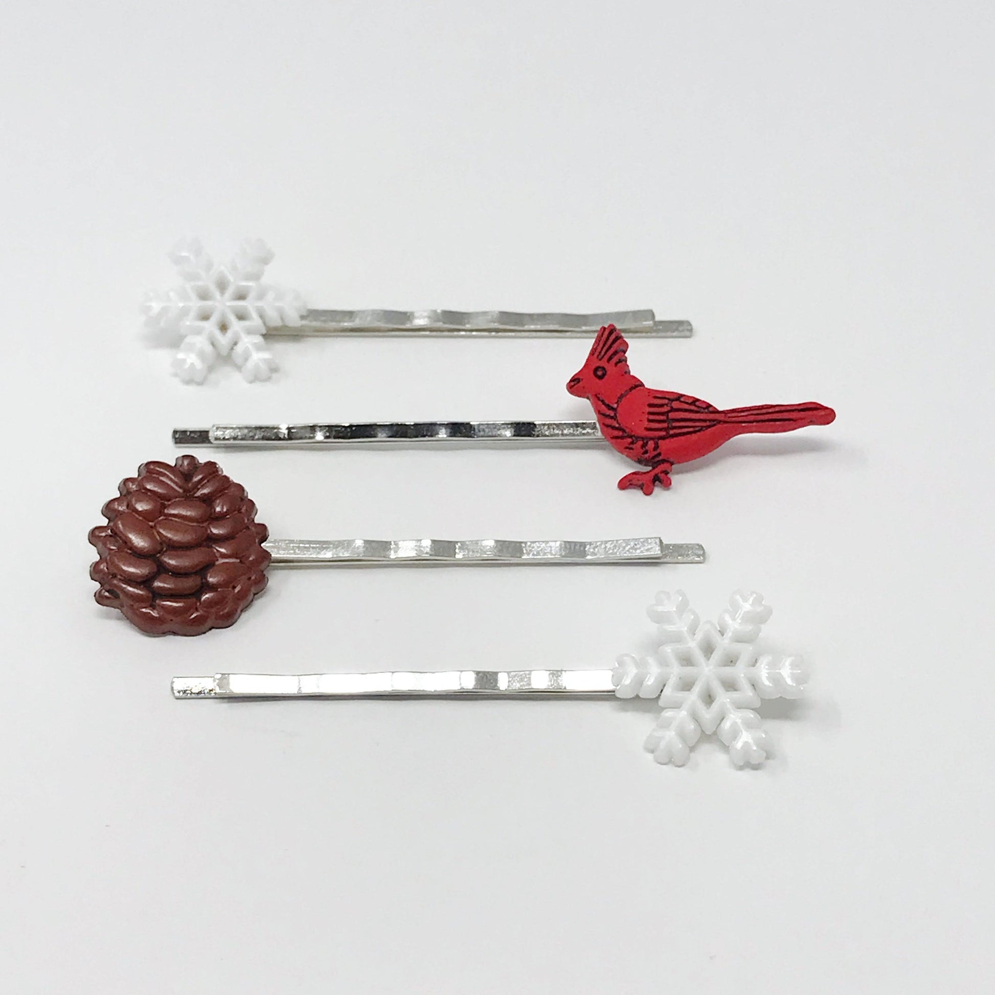 Pinecone Bobby Pins, Womens Hair Clips, Snowflake Bobby Pin, Cardinal Bird Hair Pins, Fall Hair Pins