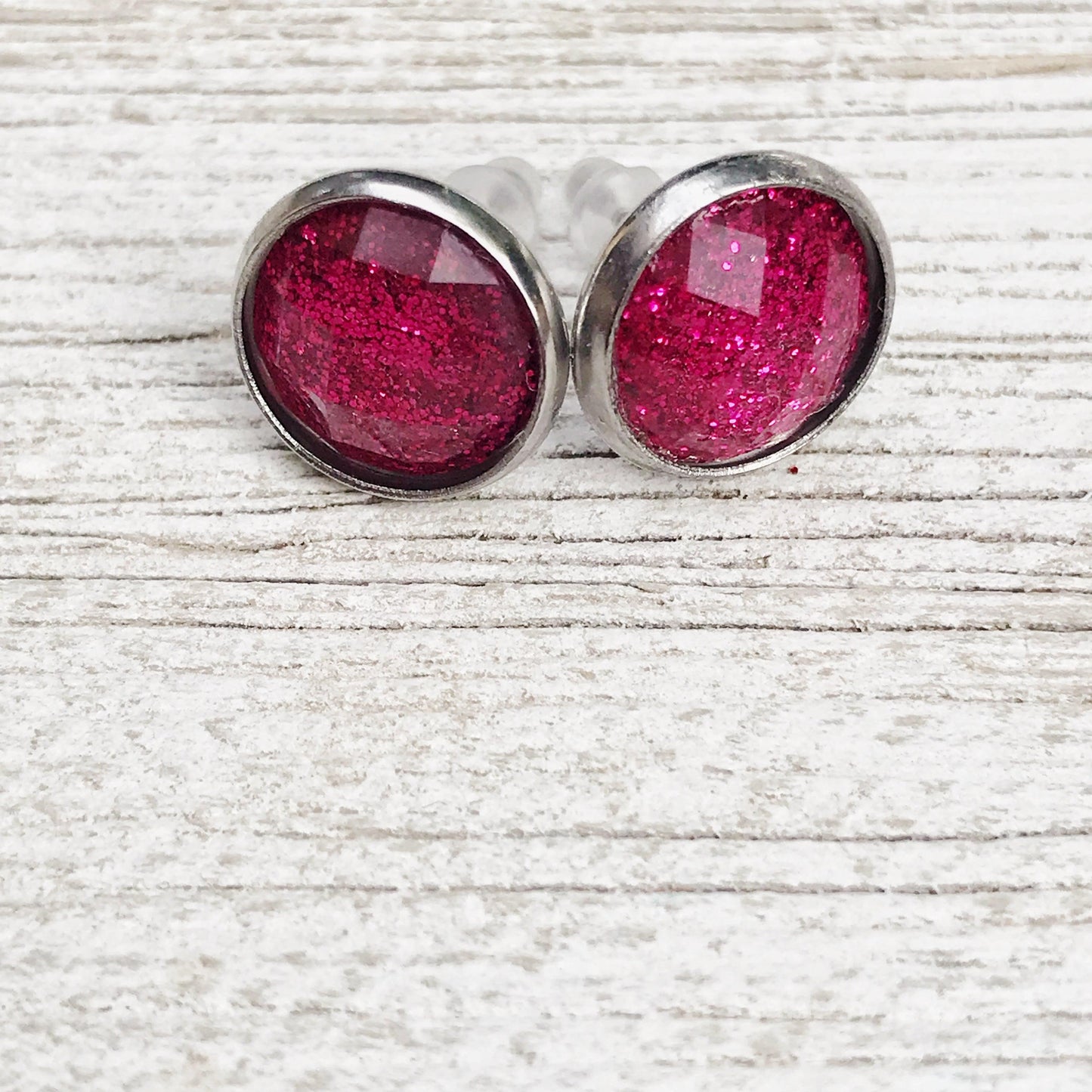 Pink Glitter Acrylic Stud Earrings: Shimmering Accessories for Stylish Statements