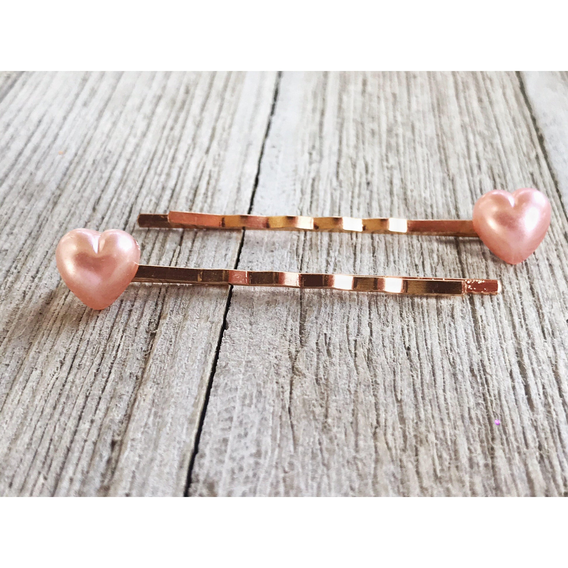 Pink Heart Hair Pins, Valentines Day Bobby Pin, Womens Hair Pin, Cute Hair Pin, Decorative Hair Pin, Pearl Heart Bobby Pins, Girls Hair Pins