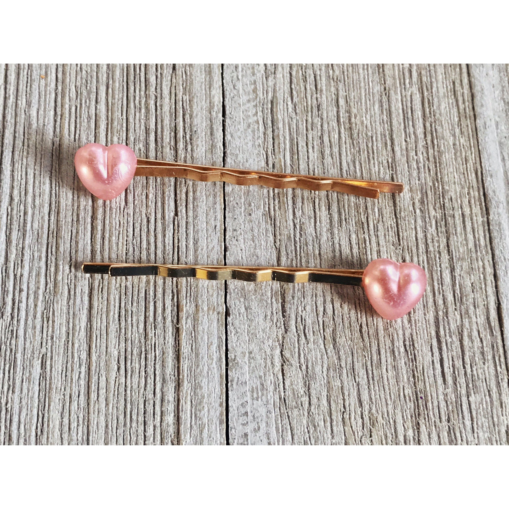 Pink Heart Hair Pins, Valentines Day Bobby Pin, Womens Hair Pin, Cute Hair Pin, Decorative Hair Pin, Pearl Heart Bobby Pins, Girls Hair Pins