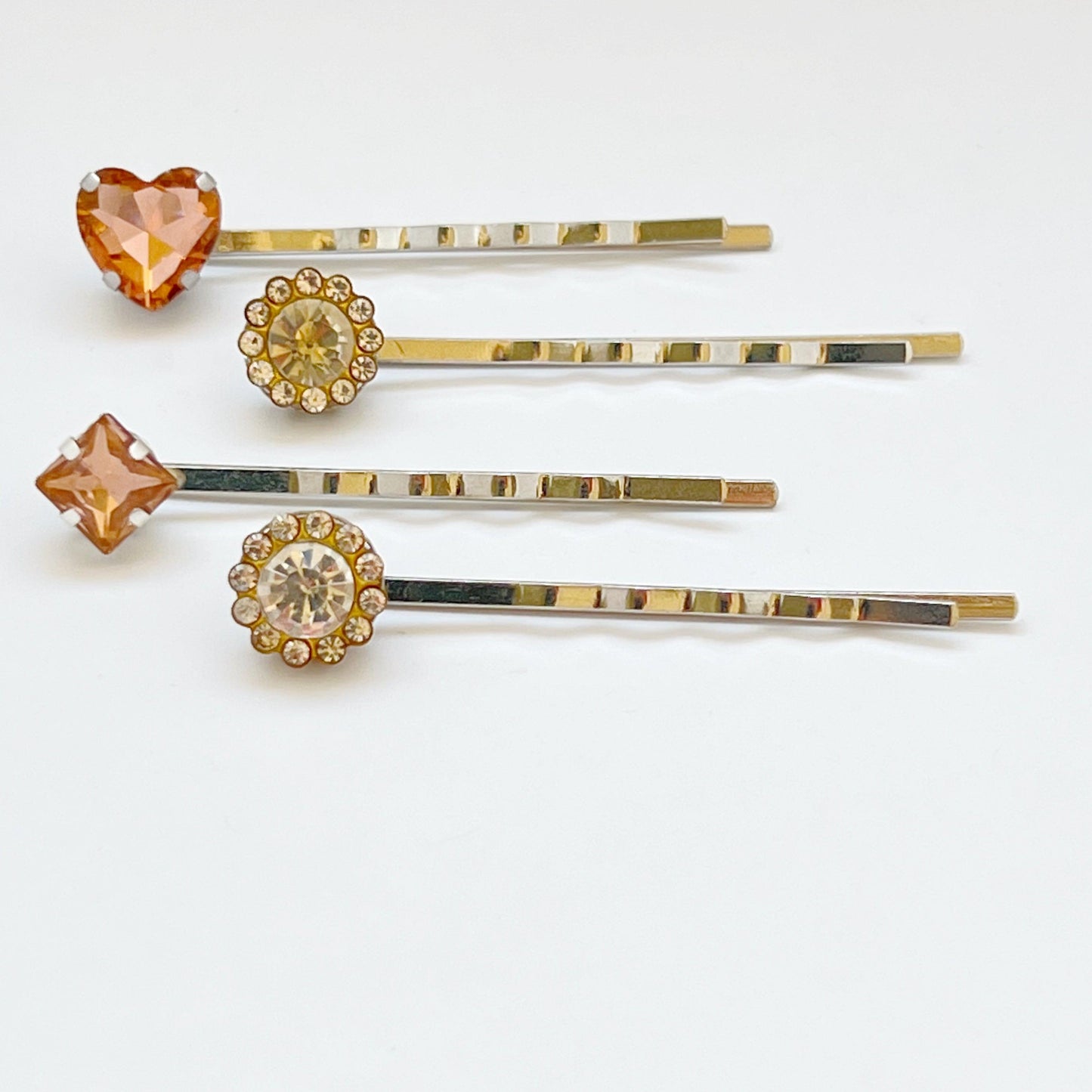 Pink Heart Rhinestone Hair Pins