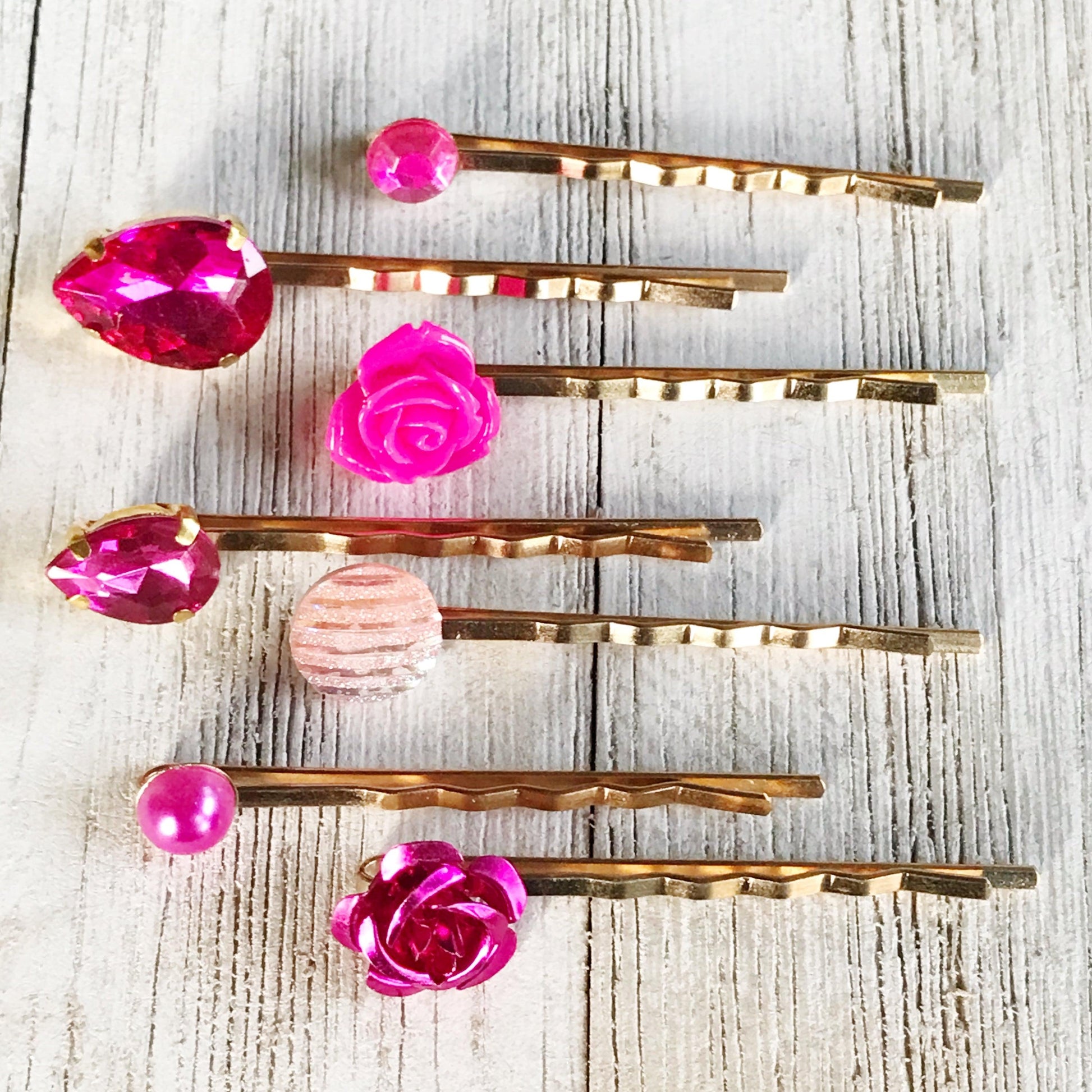 Pink Rhinestone Floral Rose Gold Hair Pins: Elegant Accessories for Women