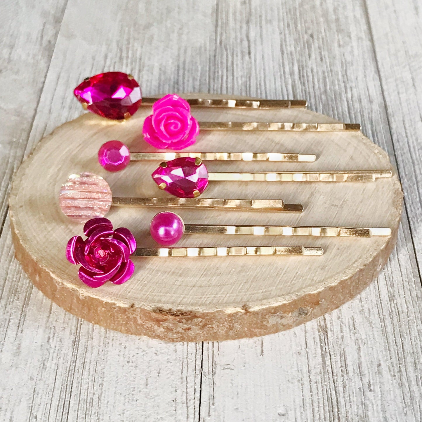 Pink Rhinestone Floral Rose Gold Hair Pins: Elegant Accessories for Women