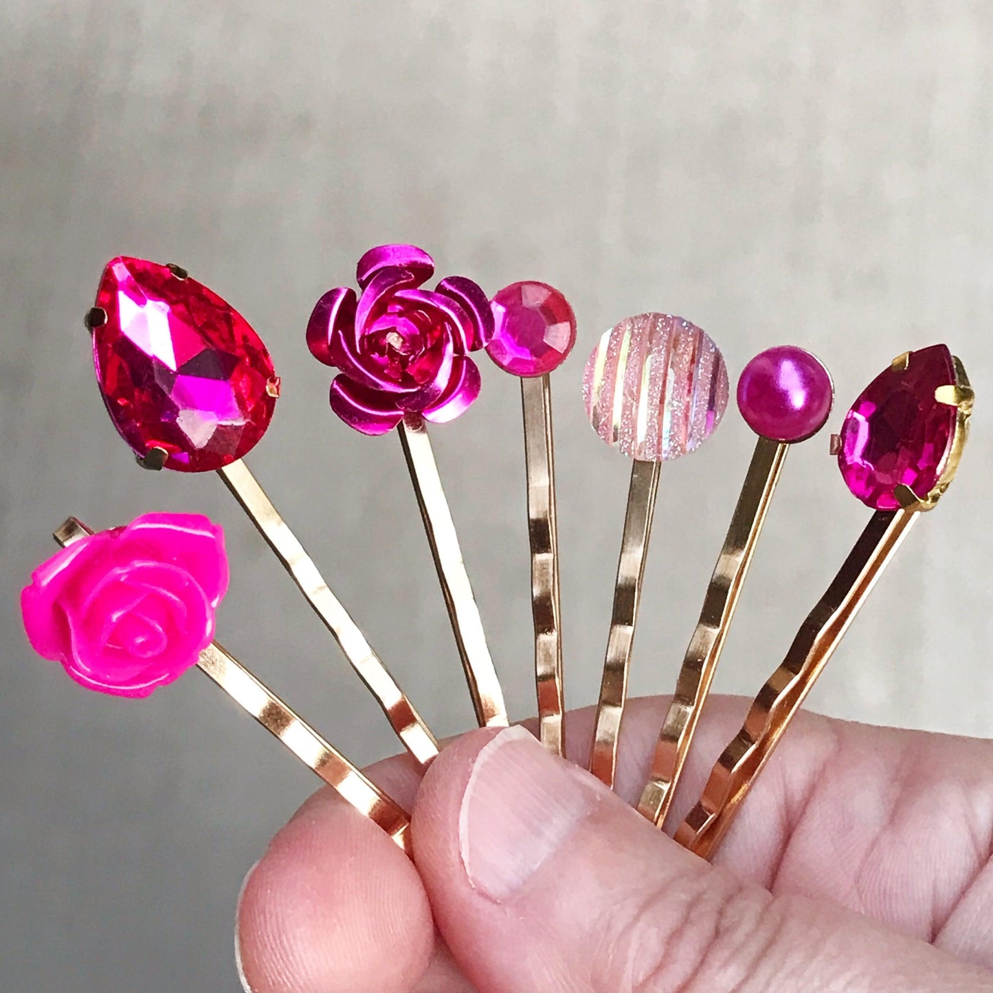 Pink Rhinestone Floral Rose Gold Hair Pins: Elegant Accessories for Women