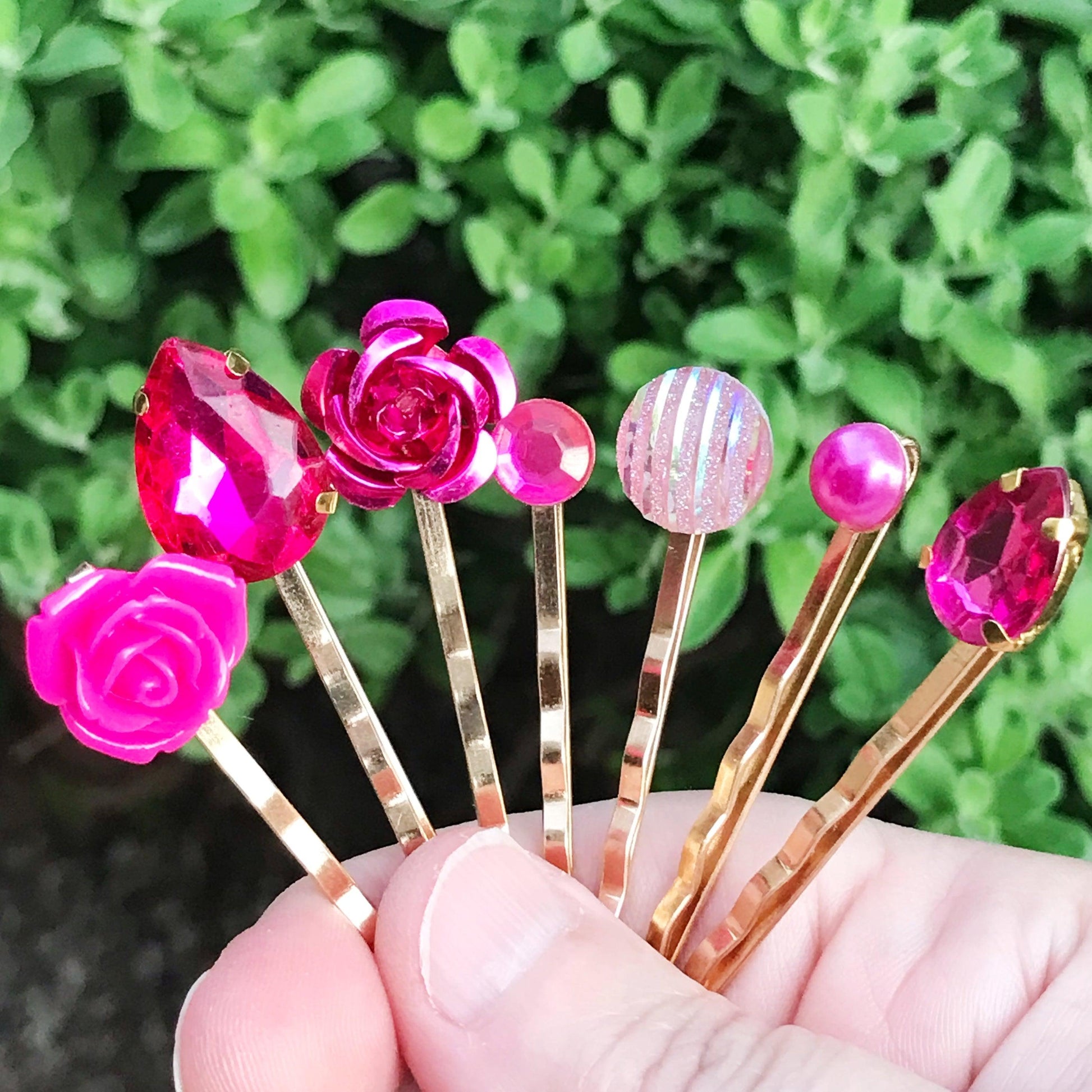 Pink Rhinestone Floral Rose Gold Hair Pins: Elegant Accessories for Women