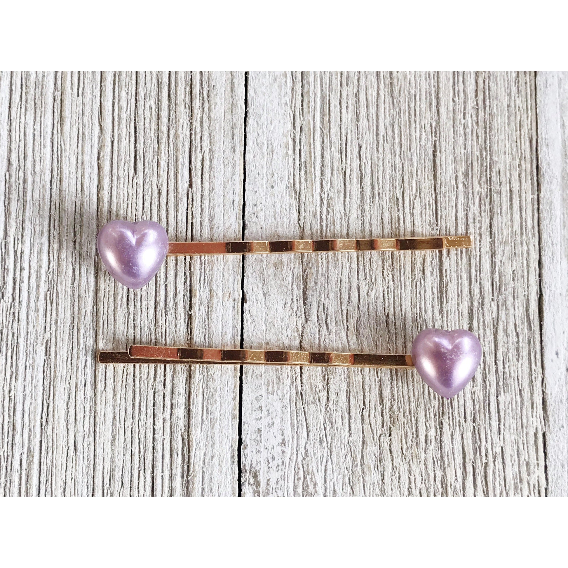 Purple Heart Hair Pins, Valentines Day Bobby Pin, Womens Hair Pin, Cute Hair Pin, Decorative Hair Pin, Pearl Heart Bobby Pins, Girls Hair Pins