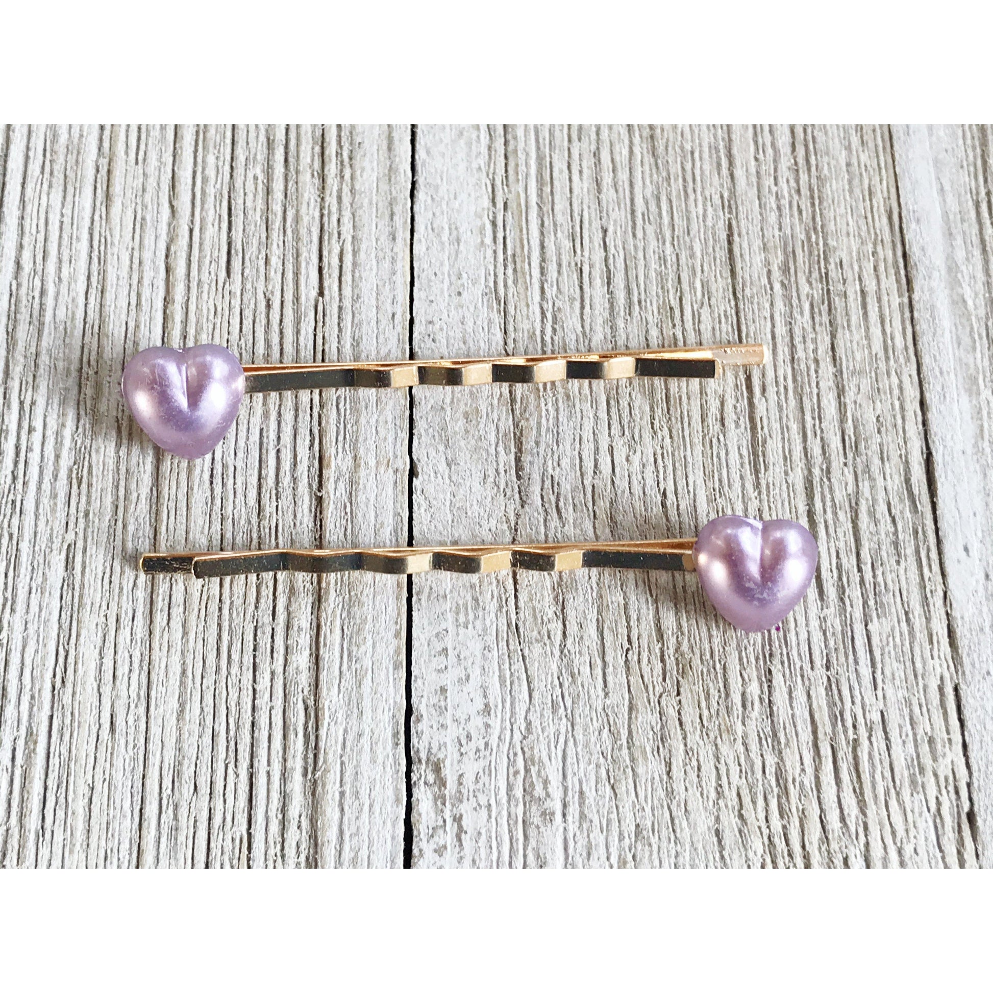 Purple Heart Hair Pins, Valentines Day Bobby Pin, Womens Hair Pin, Cute Hair Pin, Decorative Hair Pin, Pearl Heart Bobby Pins, Girls Hair Pins