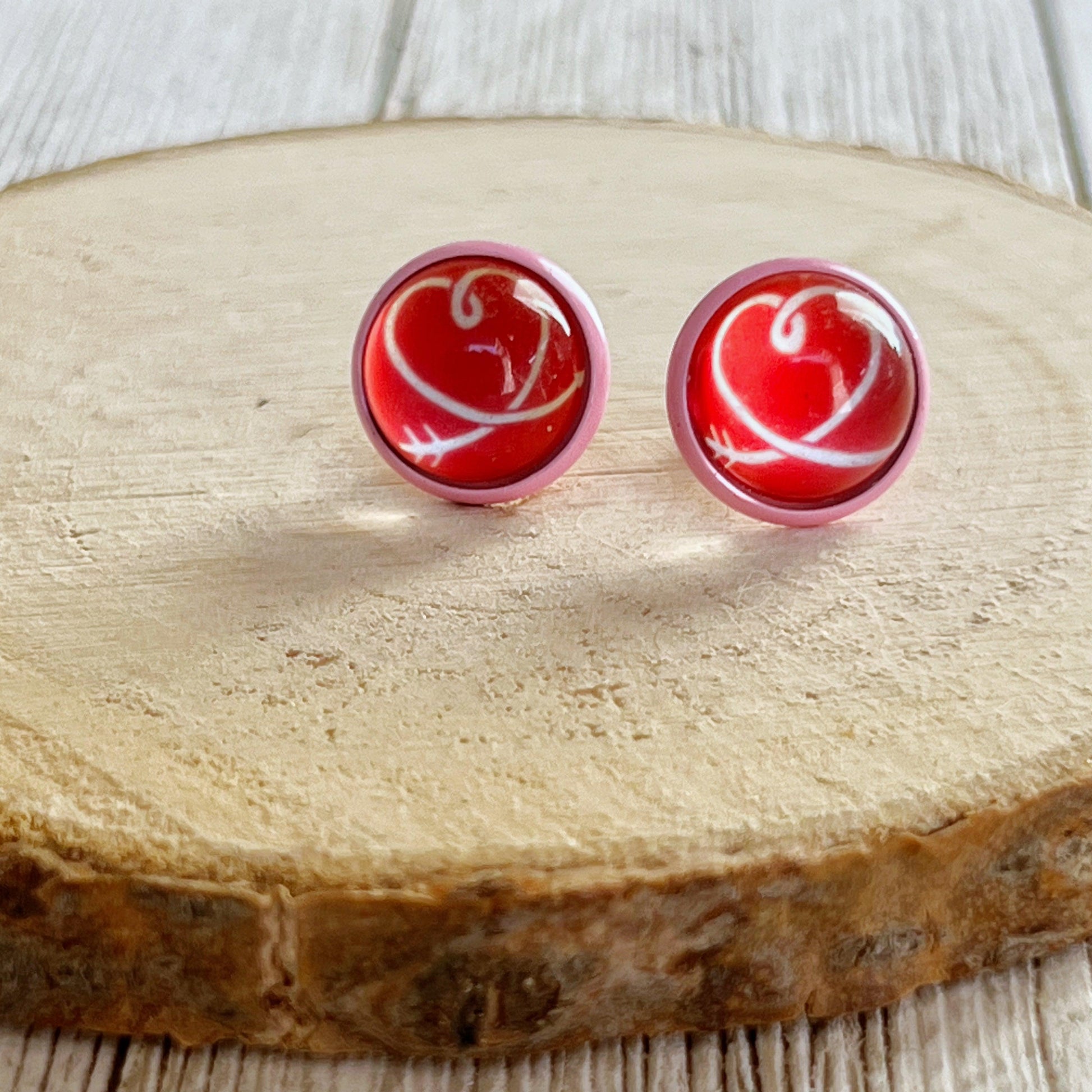 Red, White, & Pink Heart Stud Earrings: Sweet and Romantic Accessories