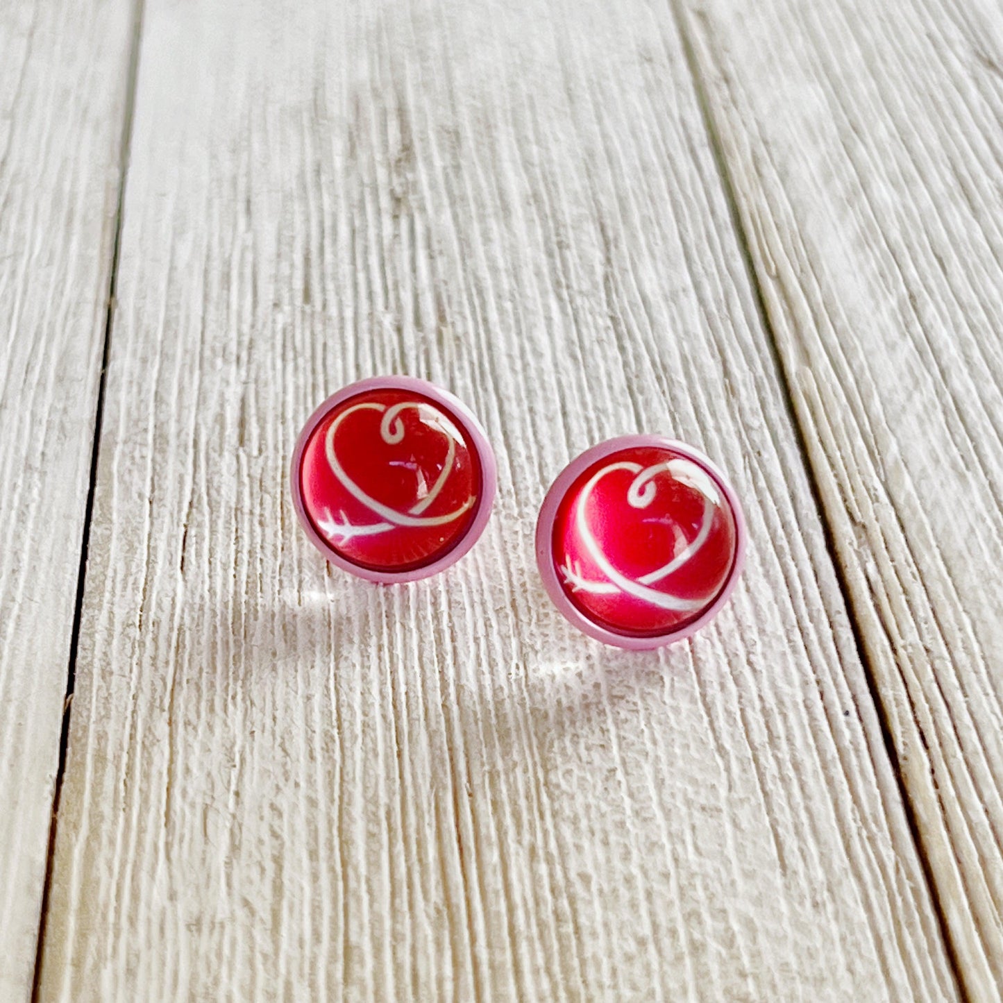 Red, White, & Pink Heart Stud Earrings: Sweet and Romantic Accessories