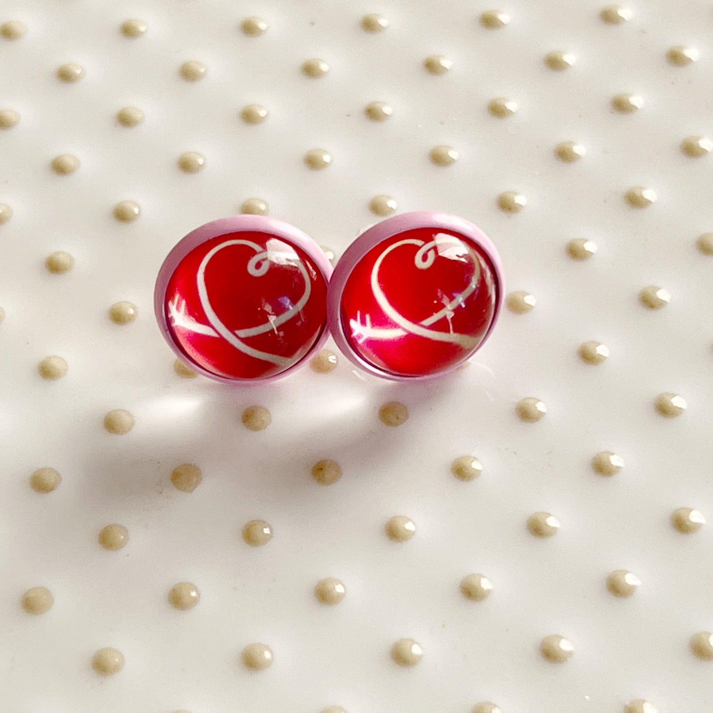 Red, White, & Pink Heart Stud Earrings: Sweet and Romantic Accessories