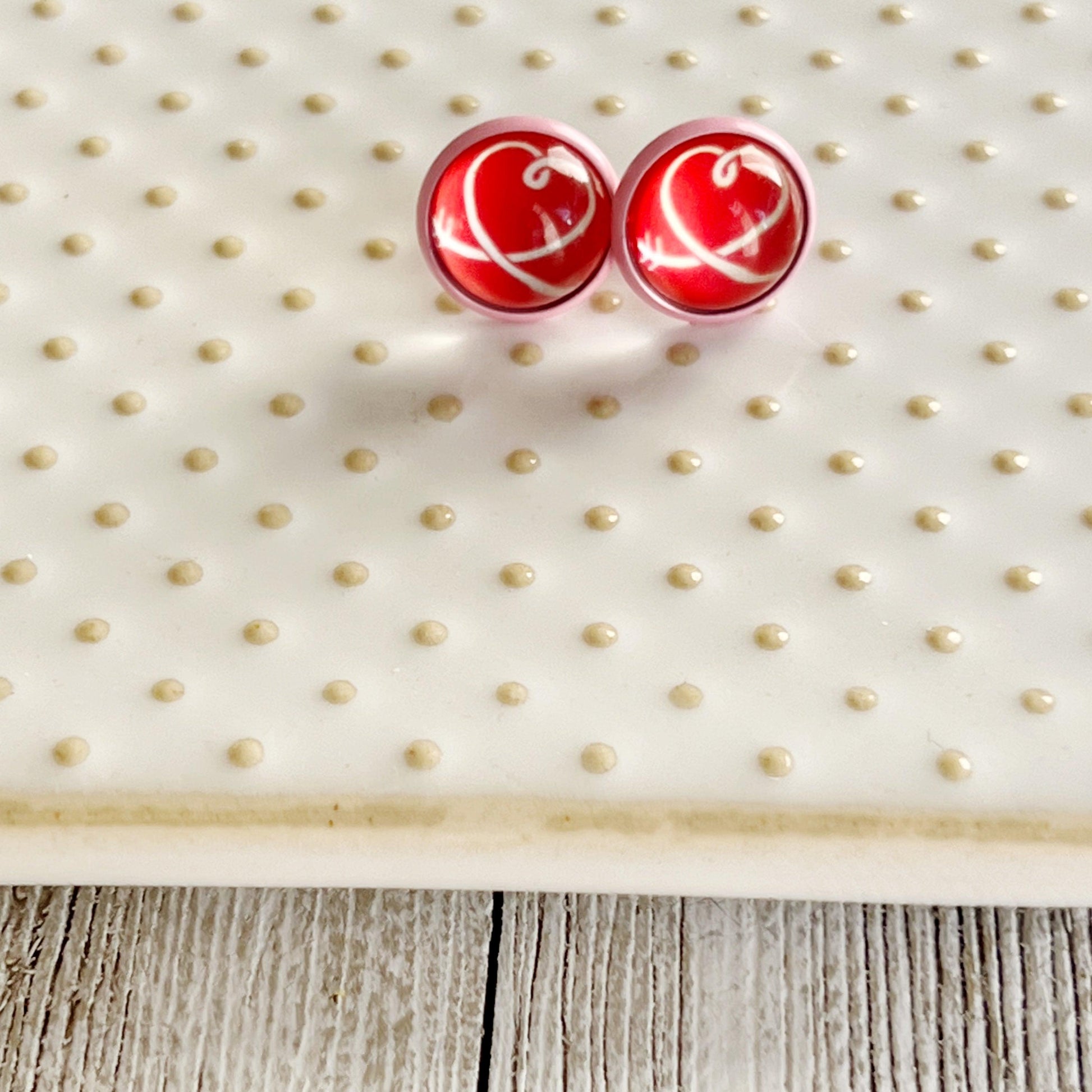 Red, White, & Pink Heart Stud Earrings: Sweet and Romantic Accessories