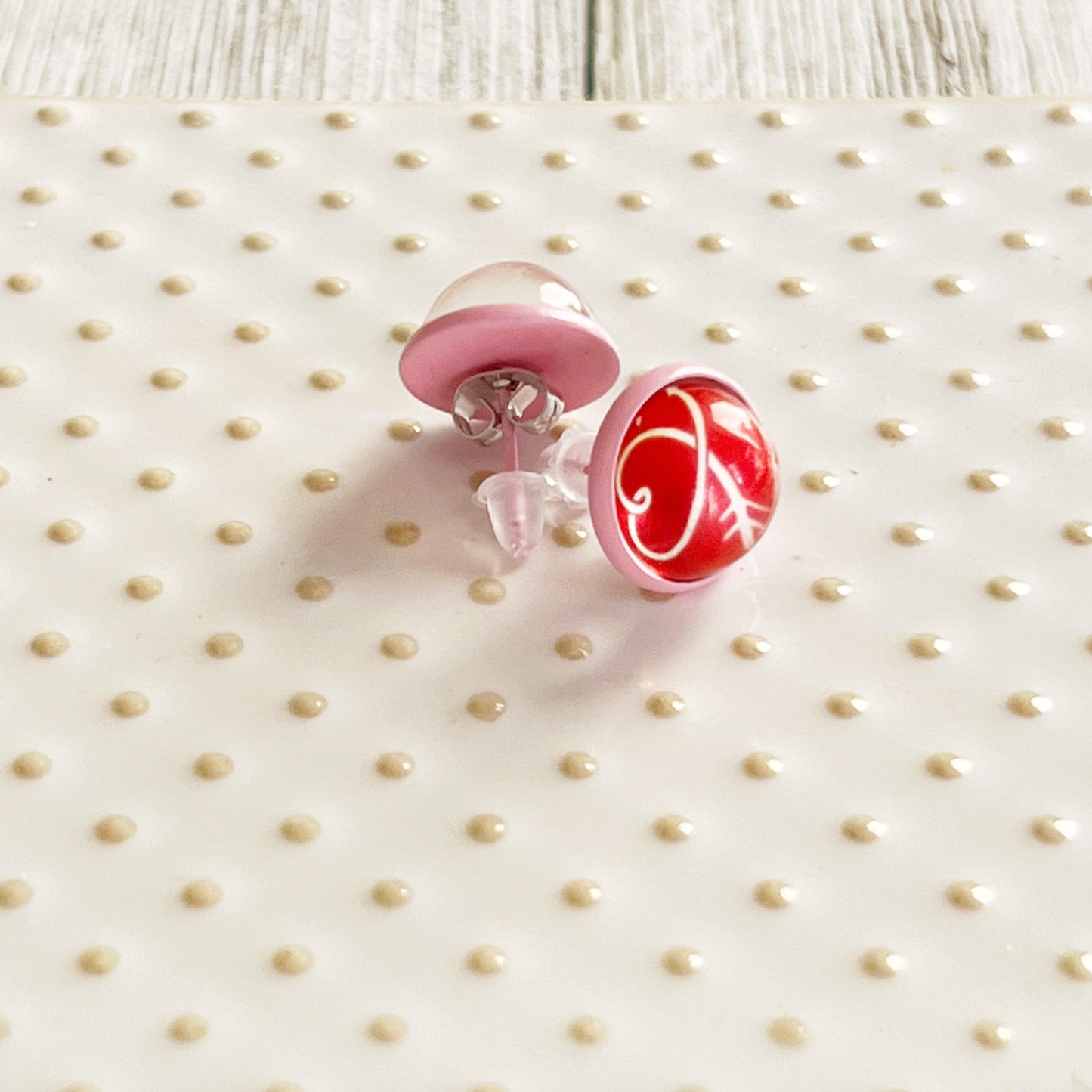 Red, White, & Pink Heart Stud Earrings: Sweet and Romantic Accessories