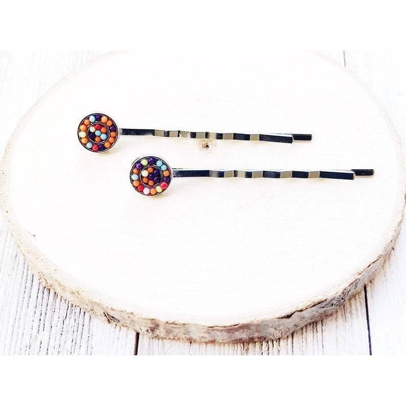 Seed Bead Hair Pins, Boho Hair Pin, Beaded Barrettes, Womens Hair Pin, Decorative Bobby Pin, Womens Hair Accessories, Southwestern Hair Pins