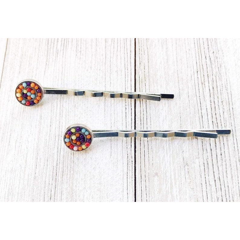 Seed Bead Hair Pins, Boho Hair Pin, Beaded Barrettes, Womens Hair Pin, Decorative Bobby Pin, Womens Hair Accessories, Southwestern Hair Pins