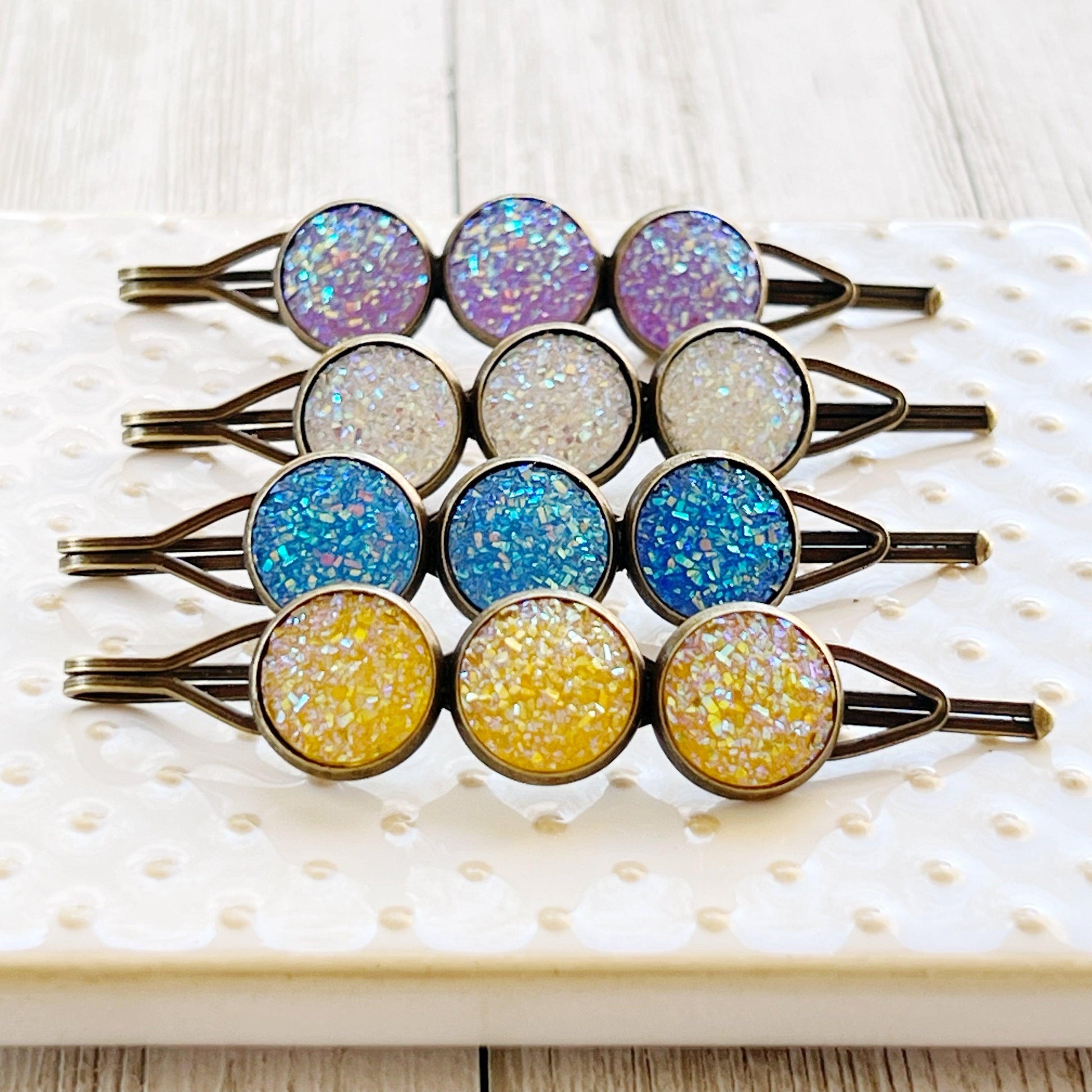 Spring Druzy Hair Pins, Women Hair Pin, Women Hair Clip, Yellow Druzy Bobby Pin, Women Hair Barrette, Cute Hair Clip, Women Bobby Pin