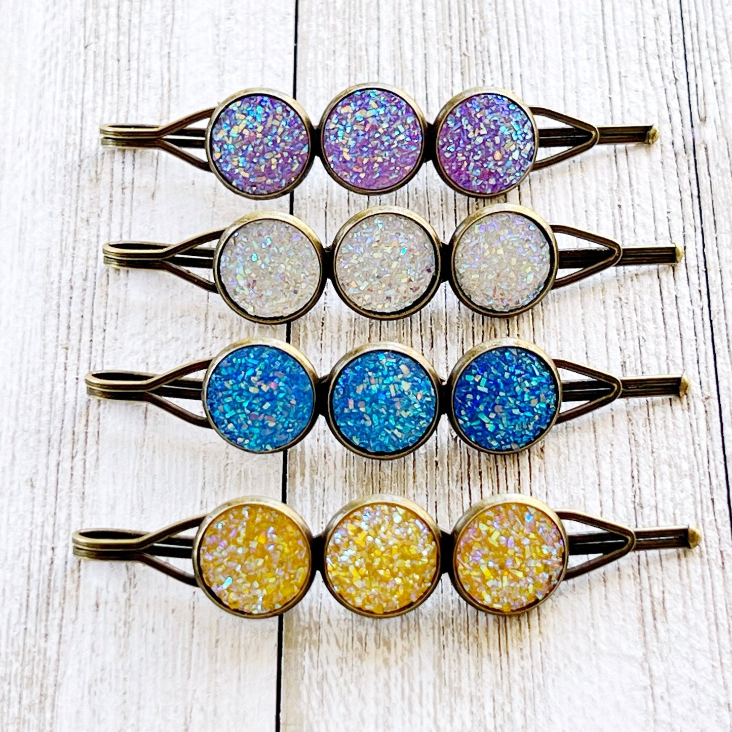 Spring Druzy Hair Pins, Women Hair Pin, Women Hair Clip, Yellow Druzy Bobby Pin, Women Hair Barrette, Cute Hair Clip, Women Bobby Pin