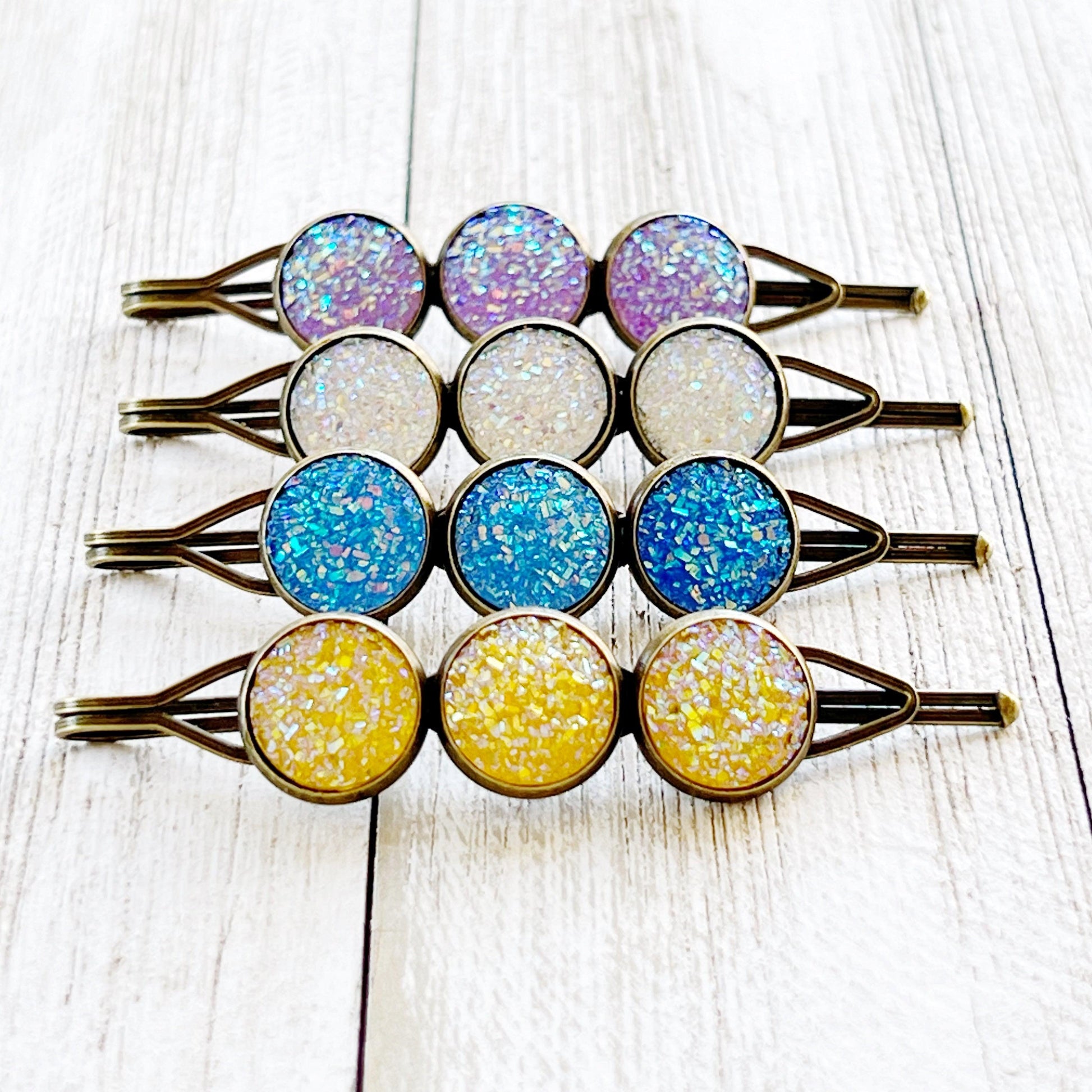 Spring Druzy Hair Pins, Women Hair Pin, Women Hair Clip, Yellow Druzy Bobby Pin, Women Hair Barrette, Cute Hair Clip, Women Bobby Pin