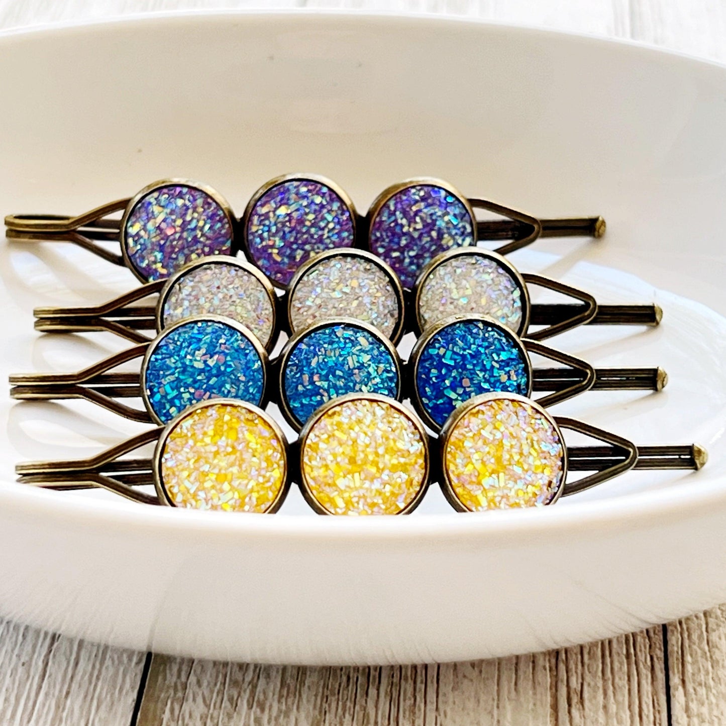 Spring Druzy Hair Pins, Women Hair Pin, Women Hair Clip, Yellow Druzy Bobby Pin, Women Hair Barrette, Cute Hair Clip, Women Bobby Pin