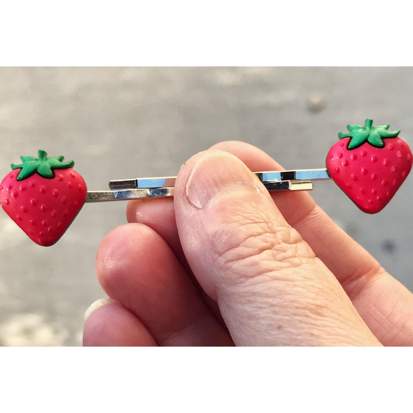 Strawberry Fruit Silver Bobby Pins - Fun & Whimsical Hair Accessories