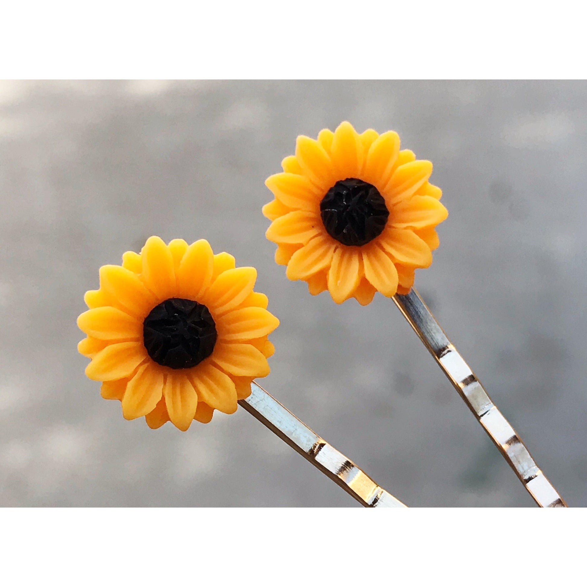 Sunflower Hair Pins, Floral Hair Pins, Womens Hair Clips, Boho Bobby Pins, Hippie Hair Barrettes