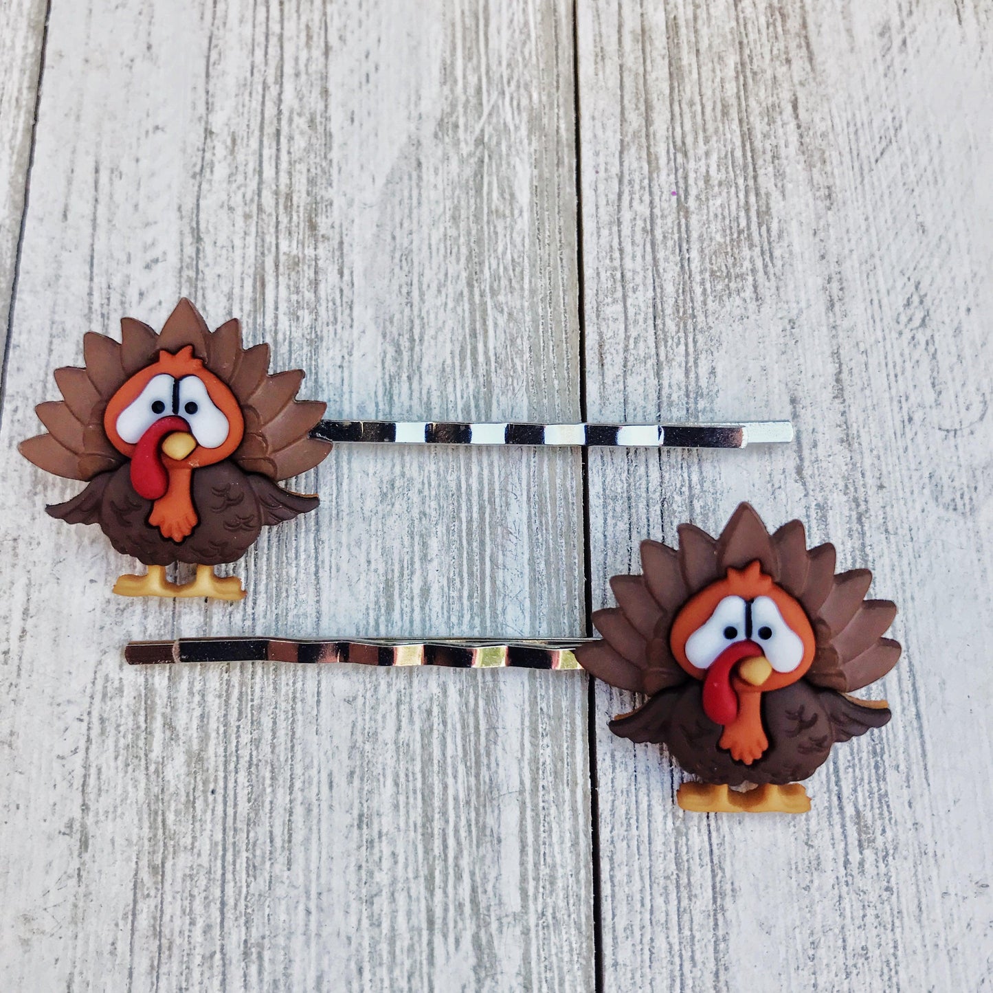 Thanksgiving Hair Pins, Turkey Hair Clips, Fall Hair Barrettes, Womens Bobby Pins, Cute Hair Pins, Thanksgiving Jewelry, Fall Accessories