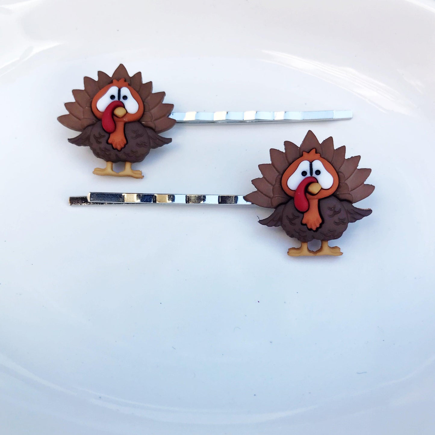 Thanksgiving Hair Pins, Turkey Hair Clips, Fall Hair Barrettes, Womens Bobby Pins, Cute Hair Pins, Thanksgiving Jewelry, Fall Accessories