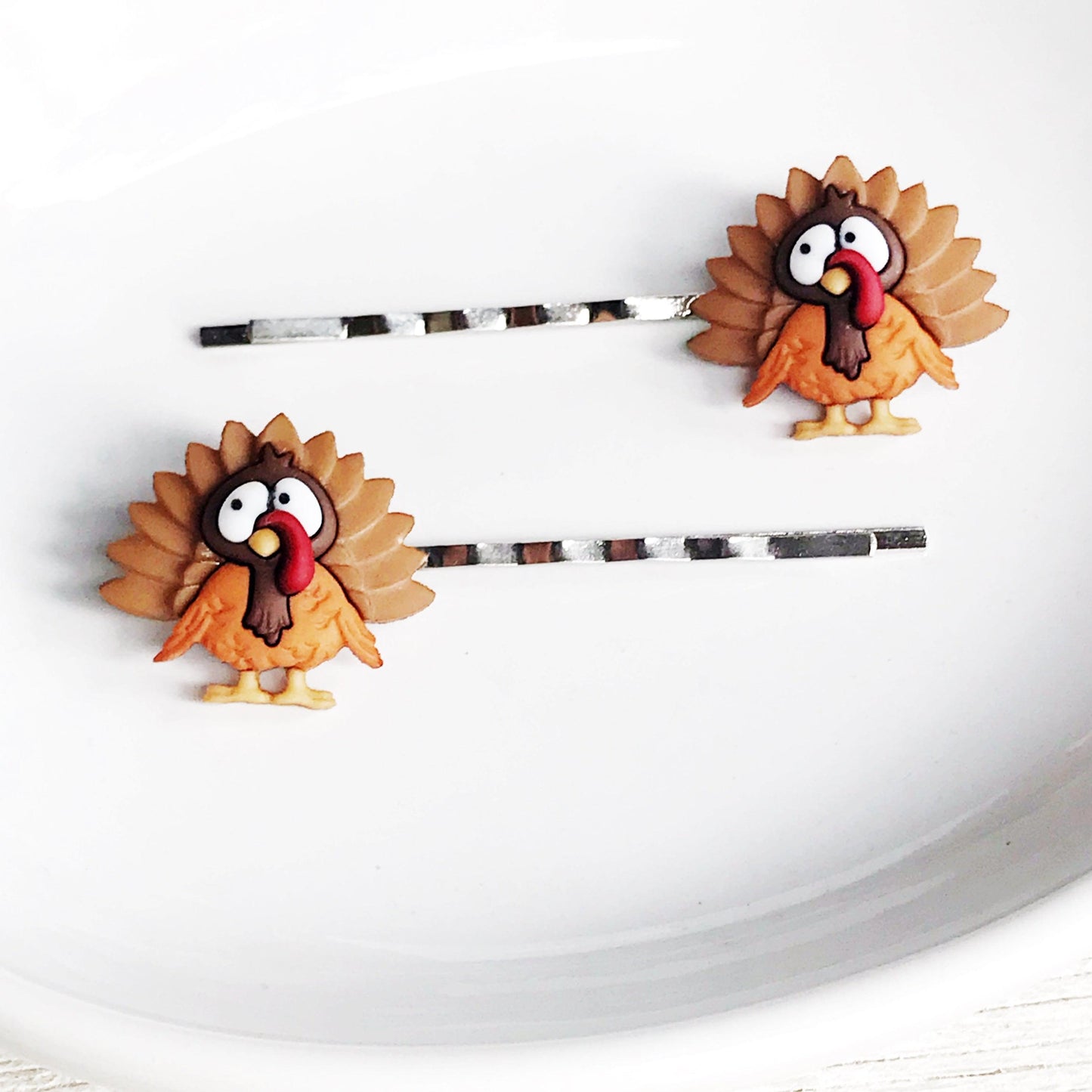 Thanksgiving Hair Pins, Turkey Hair Clips, Fall Hair Barrettes, Womens Bobby Pins, Cute Hair Pins, Thanksgiving Jewelry, Fall Accessories