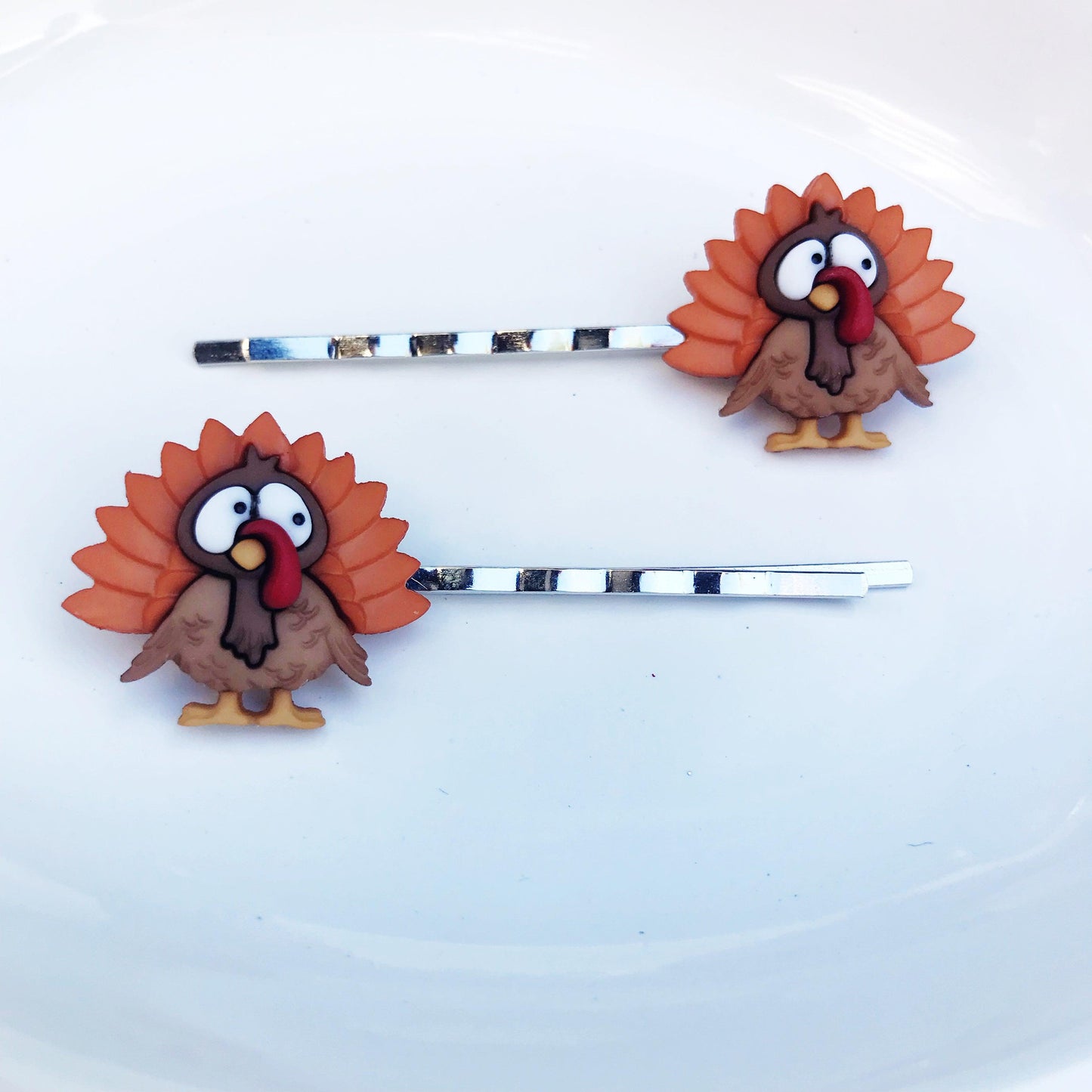 Thanksgiving Hair Pins, Turkey Hair Clips, Fall Hair Barrettes, Womens Bobby Pins, Cute Hair Pins, Thanksgiving Jewelry, Fall Accessories