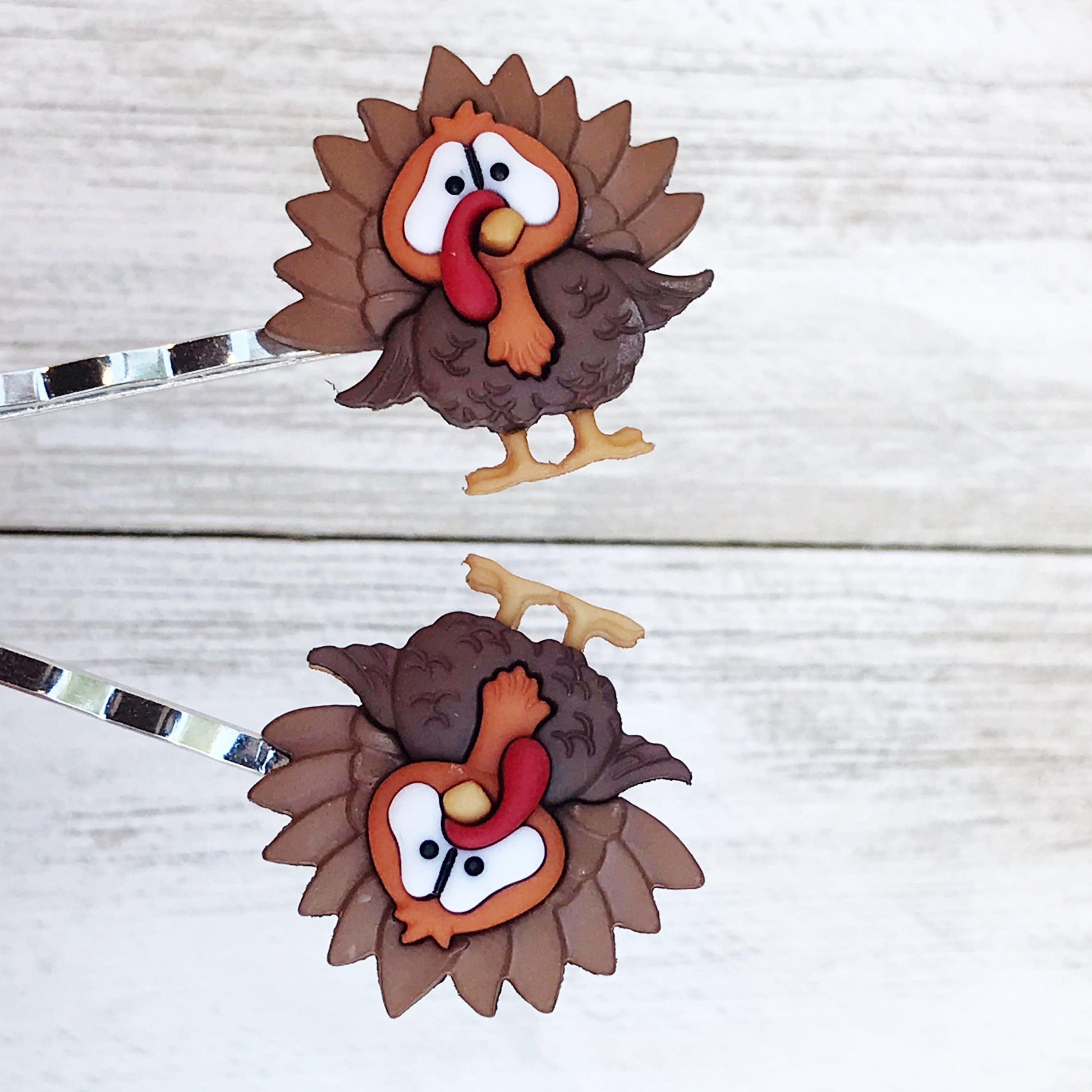 Thanksgiving Hair Pins, Turkey Hair Clips, Fall Hair Barrettes, Womens Bobby Pins, Cute Hair Pins, Thanksgiving Jewelry, Fall Accessories