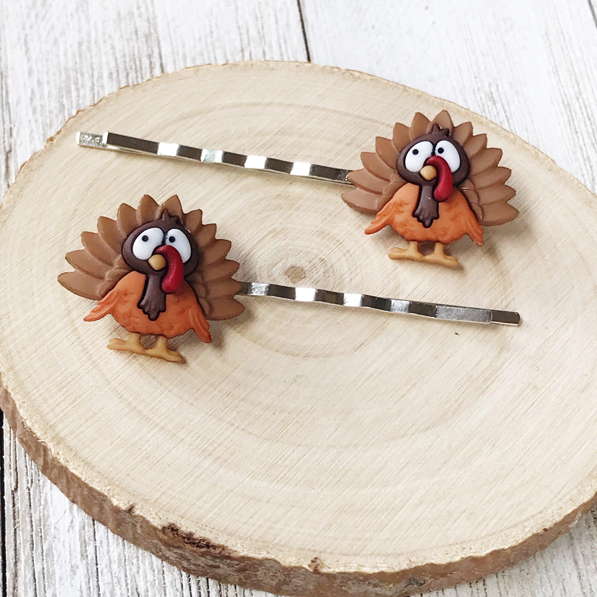 Thanksgiving Hair Pins, Turkey Hair Clips, Fall Hair Barrettes, Womens Bobby Pins, Cute Hair Pins, Thanksgiving Jewelry, Fall Accessories