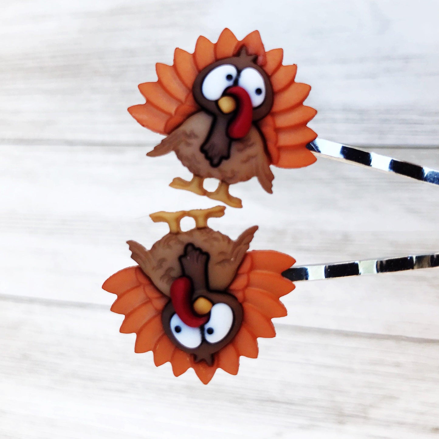 Thanksgiving Hair Pins, Turkey Hair Clips, Fall Hair Barrettes, Womens Bobby Pins, Cute Hair Pins, Thanksgiving Jewelry, Fall Accessories