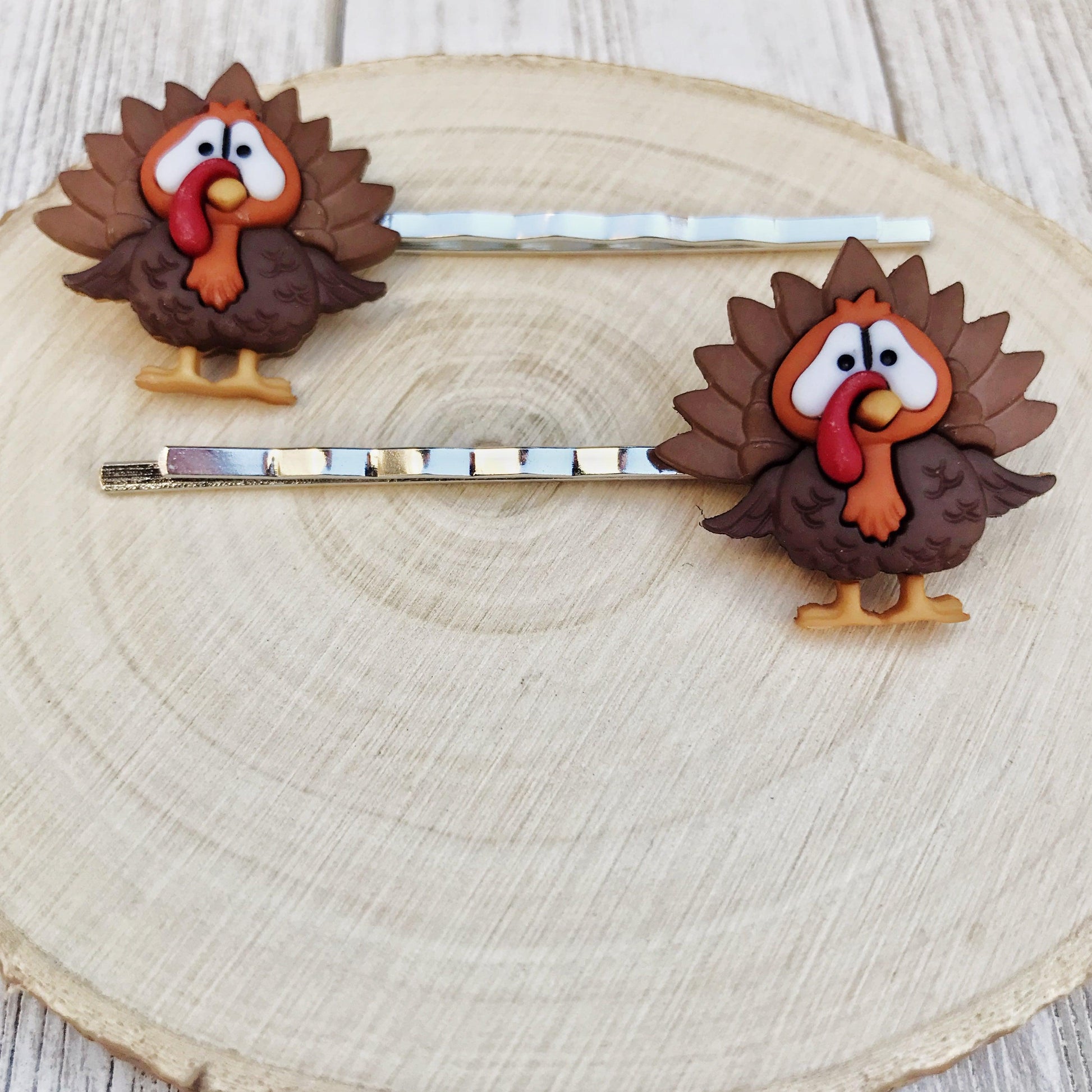 Thanksgiving Hair Pins, Turkey Hair Clips, Fall Hair Barrettes, Womens Bobby Pins, Cute Hair Pins, Thanksgiving Jewelry, Fall Accessories