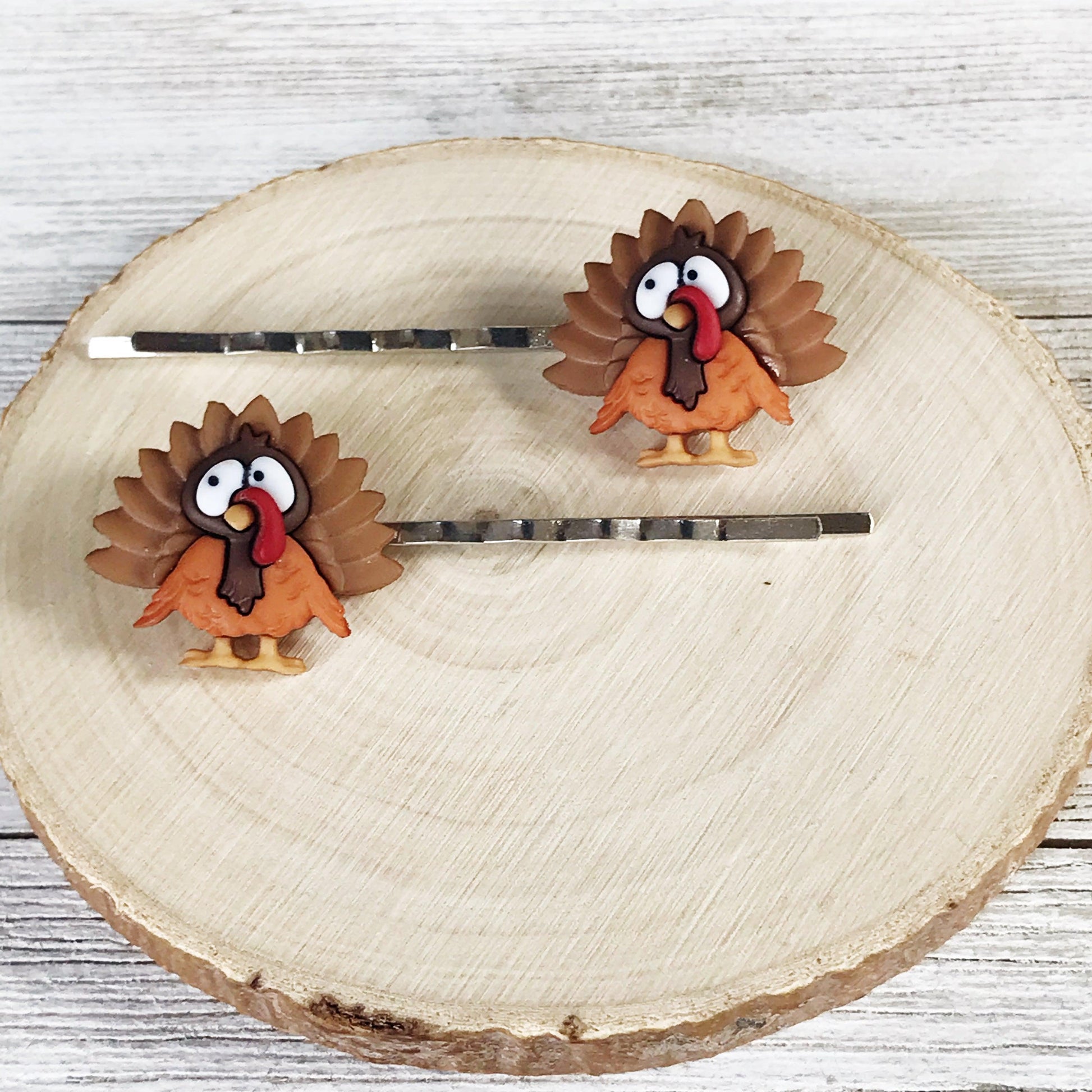 Thanksgiving Hair Pins, Turkey Hair Clips, Fall Hair Barrettes, Womens Bobby Pins, Cute Hair Pins, Thanksgiving Jewelry, Fall Accessories