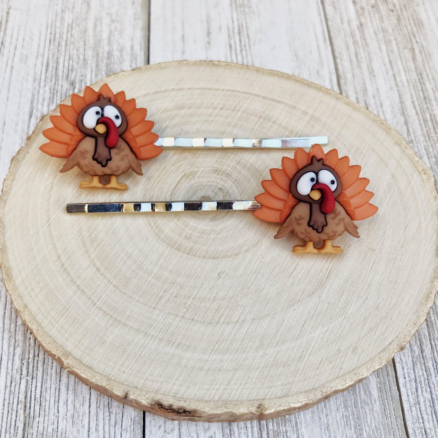 Thanksgiving Hair Pins, Turkey Hair Clips, Fall Hair Barrettes, Womens Bobby Pins, Cute Hair Pins, Thanksgiving Jewelry, Fall Accessories