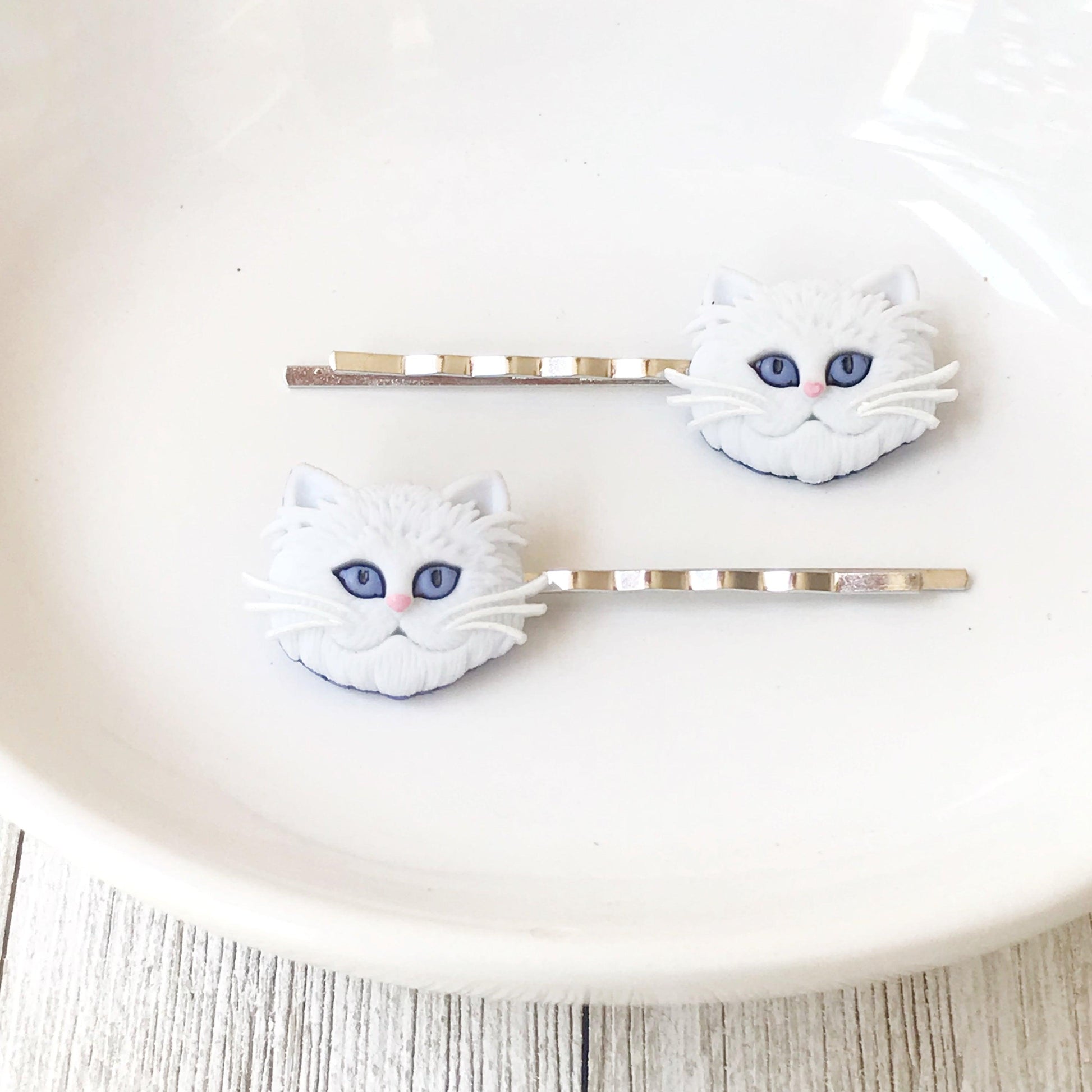 White Cat Hair Pins for Women and Girls