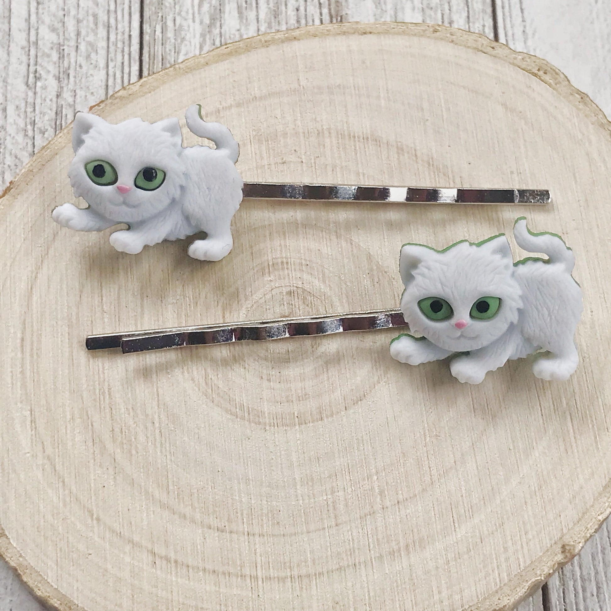 White Cat Hair Pins for Women and Girls