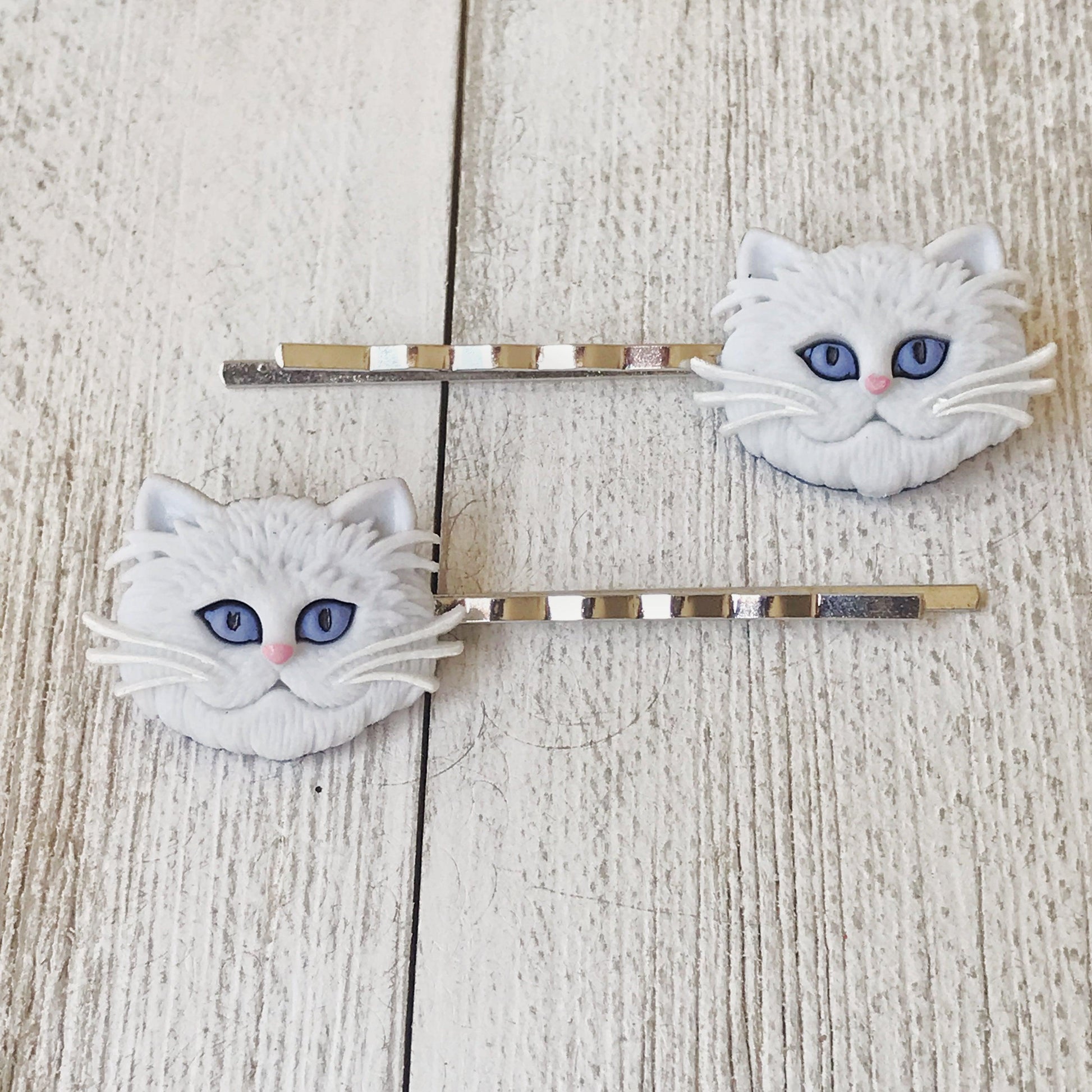 White Cat Hair Pins for Women and Girls