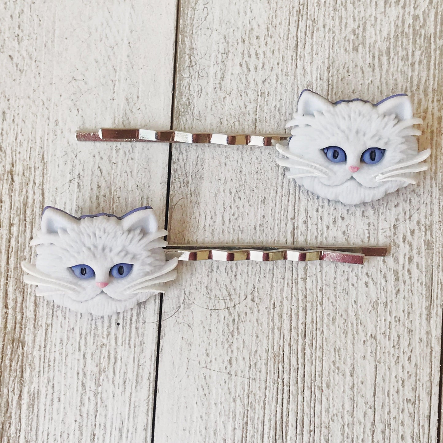 White Cat Hair Pins for Women and Girls