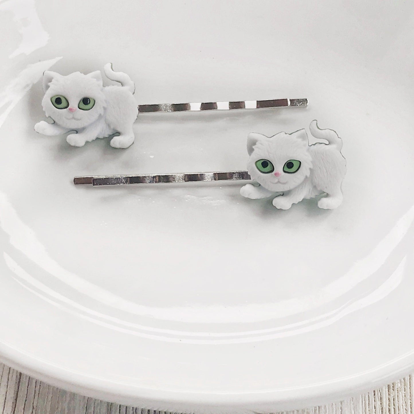 White Cat Hair Pins for Women and Girls