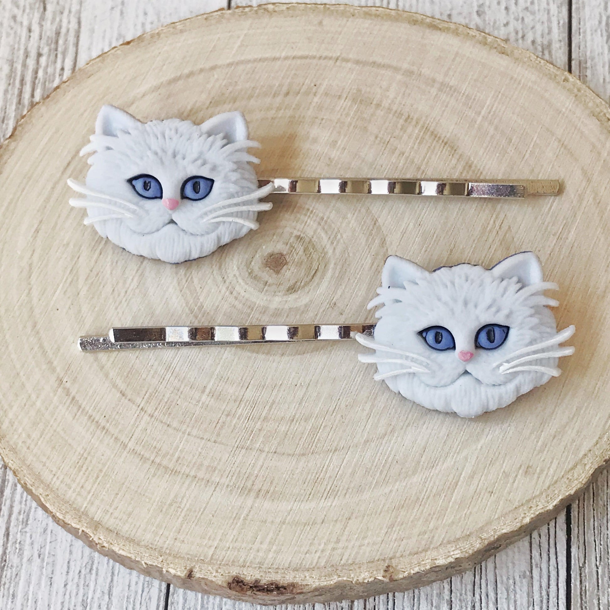 White Cat Hair Pins for Women and Girls