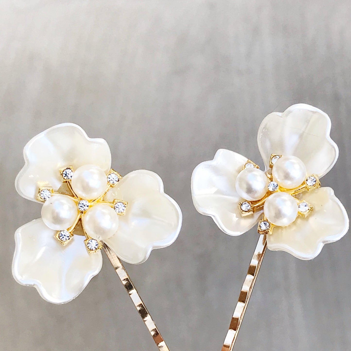 White Floral Pearl Hair Pin Set Women Bridal Hair Accessories Flower Bobby Pins